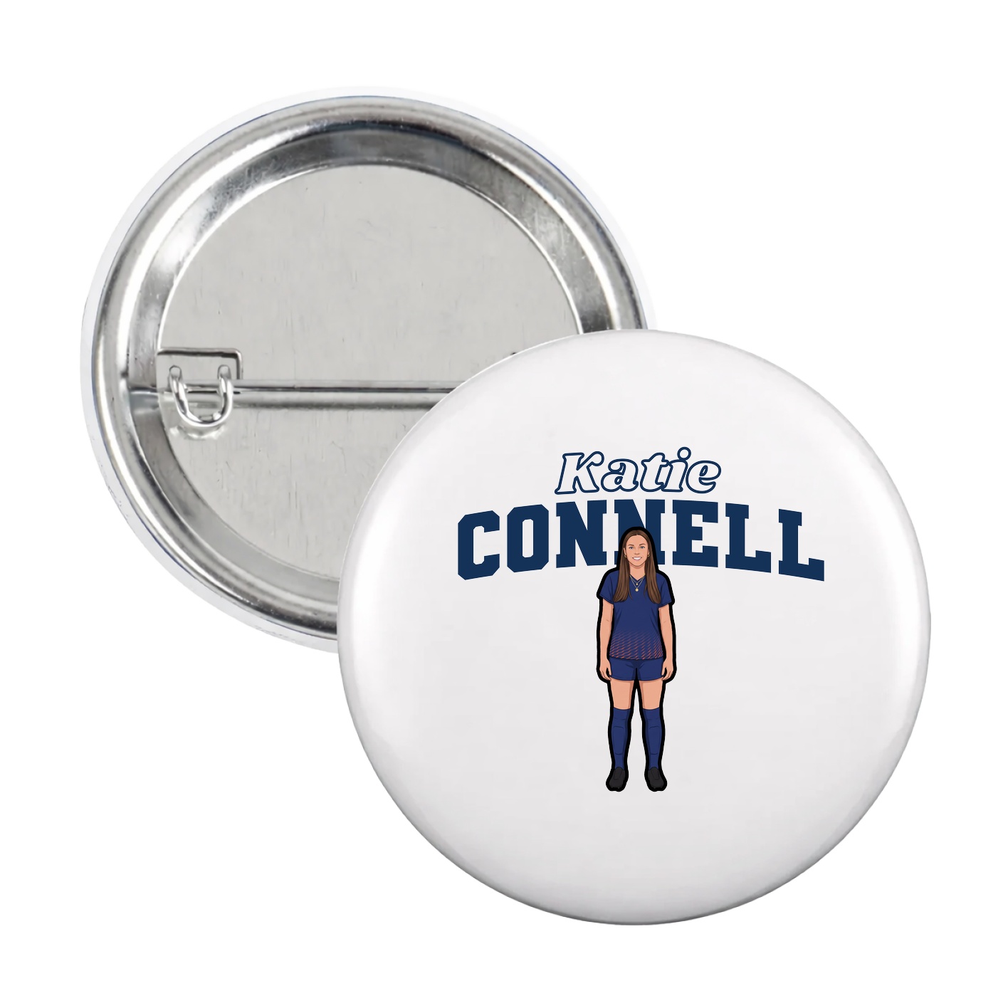 Game Day Button — Name Arch in White