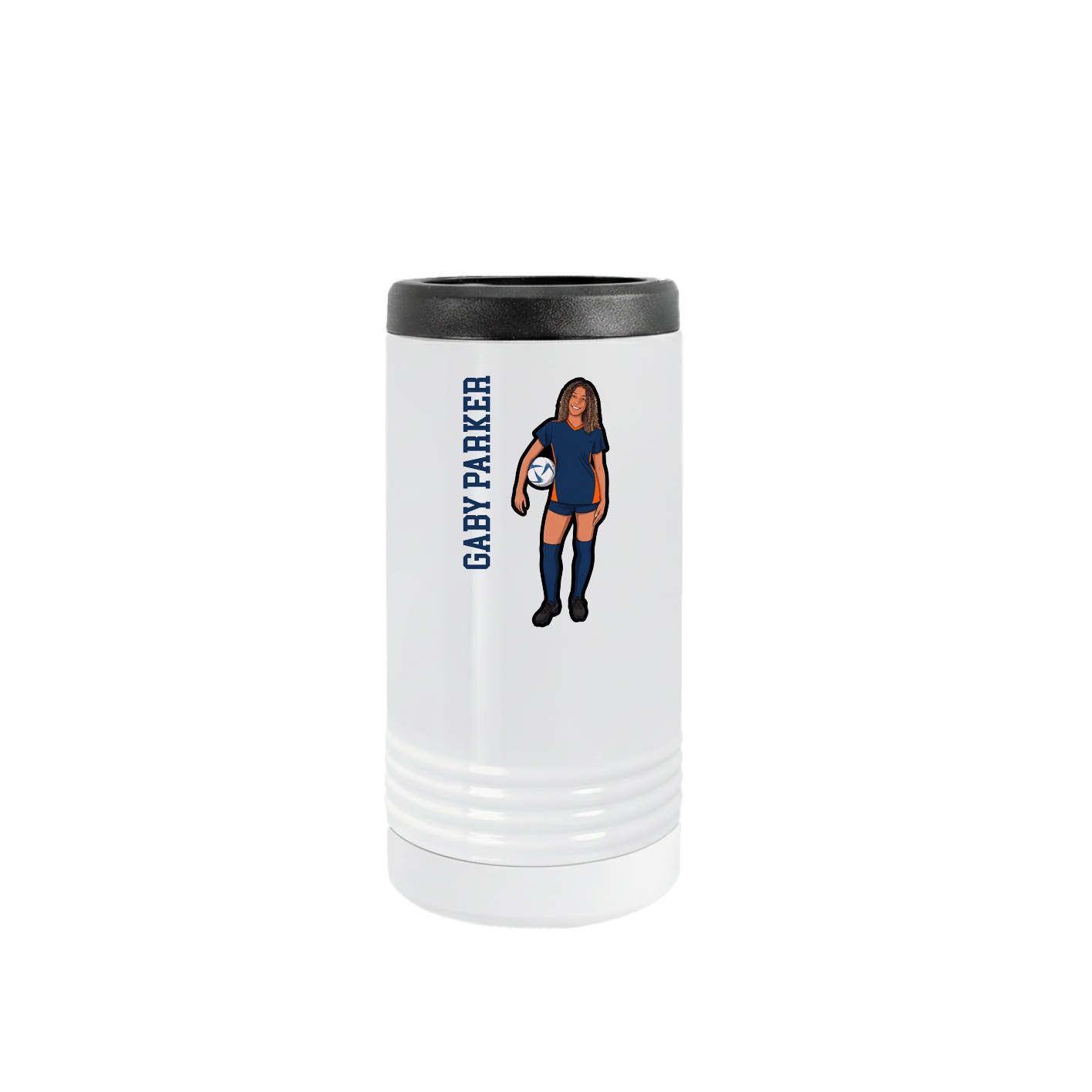 Slim Beverage Holder — Name Vertical in White