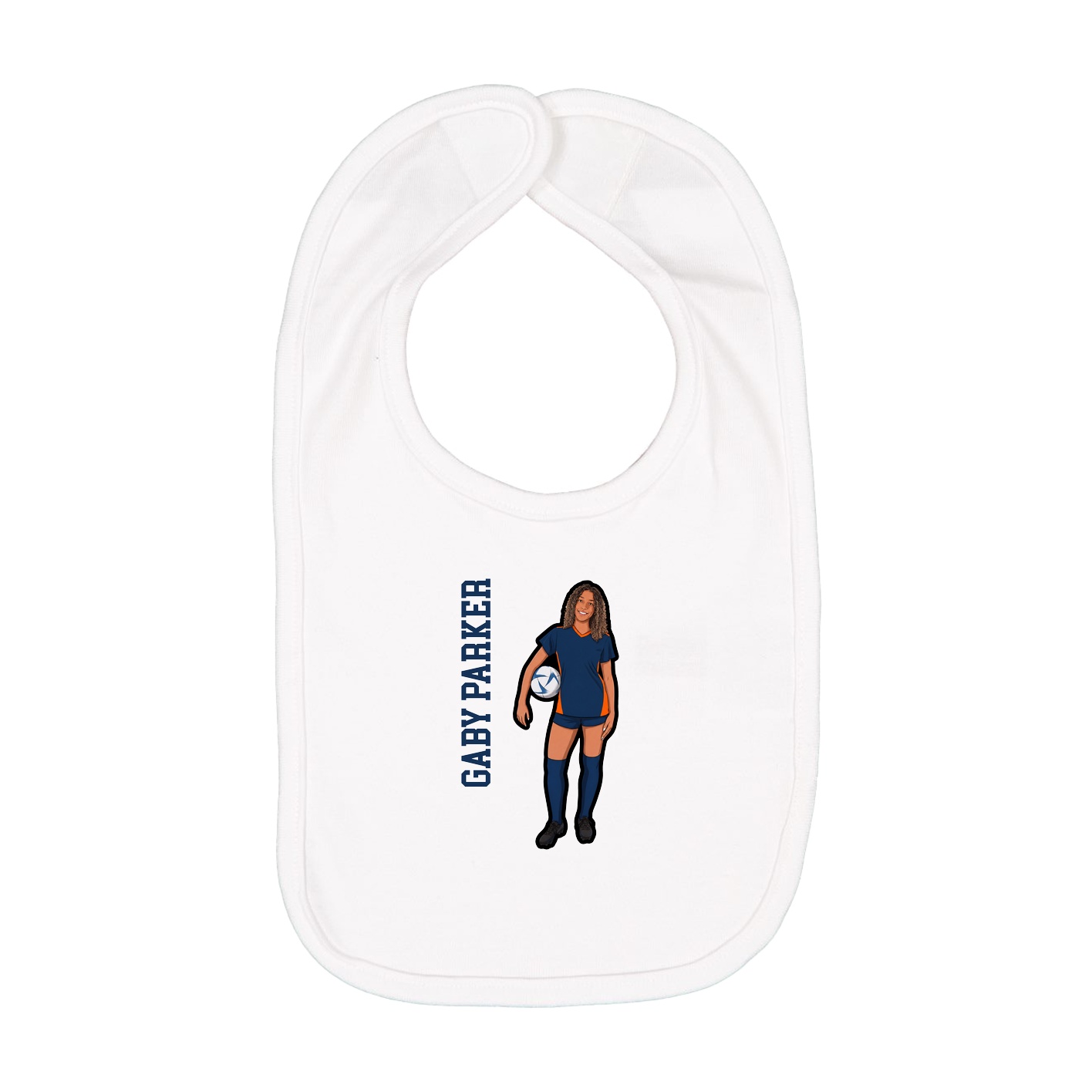 Infant Bib — Name Vertical in White