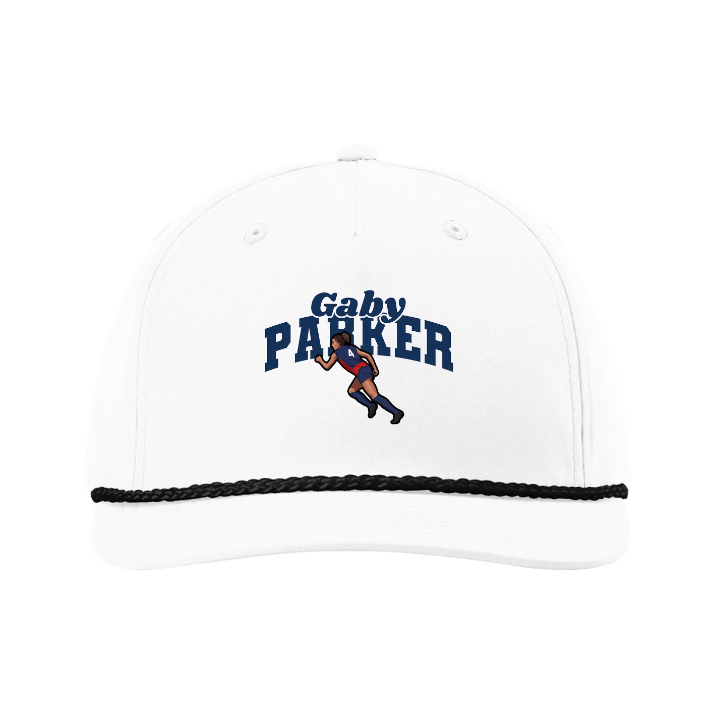Five-Panel Classic Rope Cap — Signature Arch in White