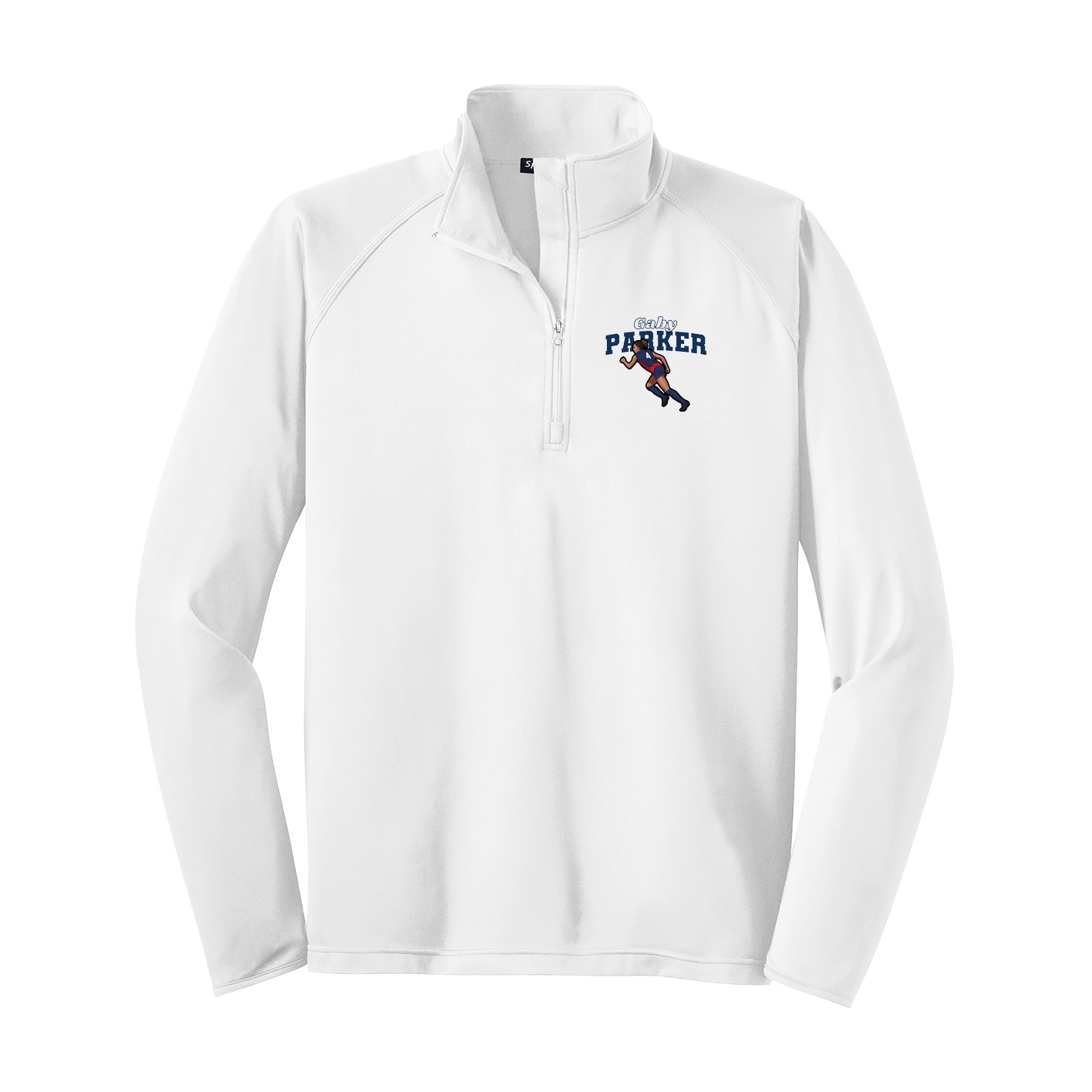 Q-Zip Pullover — Name Arch in White