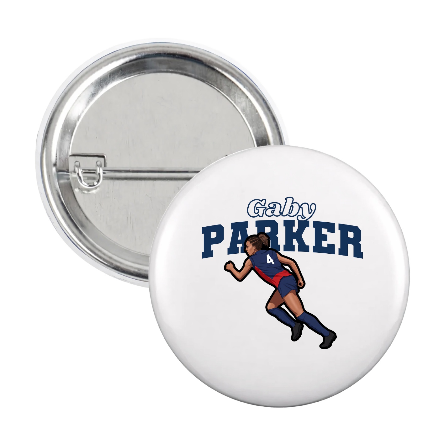 Game Day Button — Name Arch in White