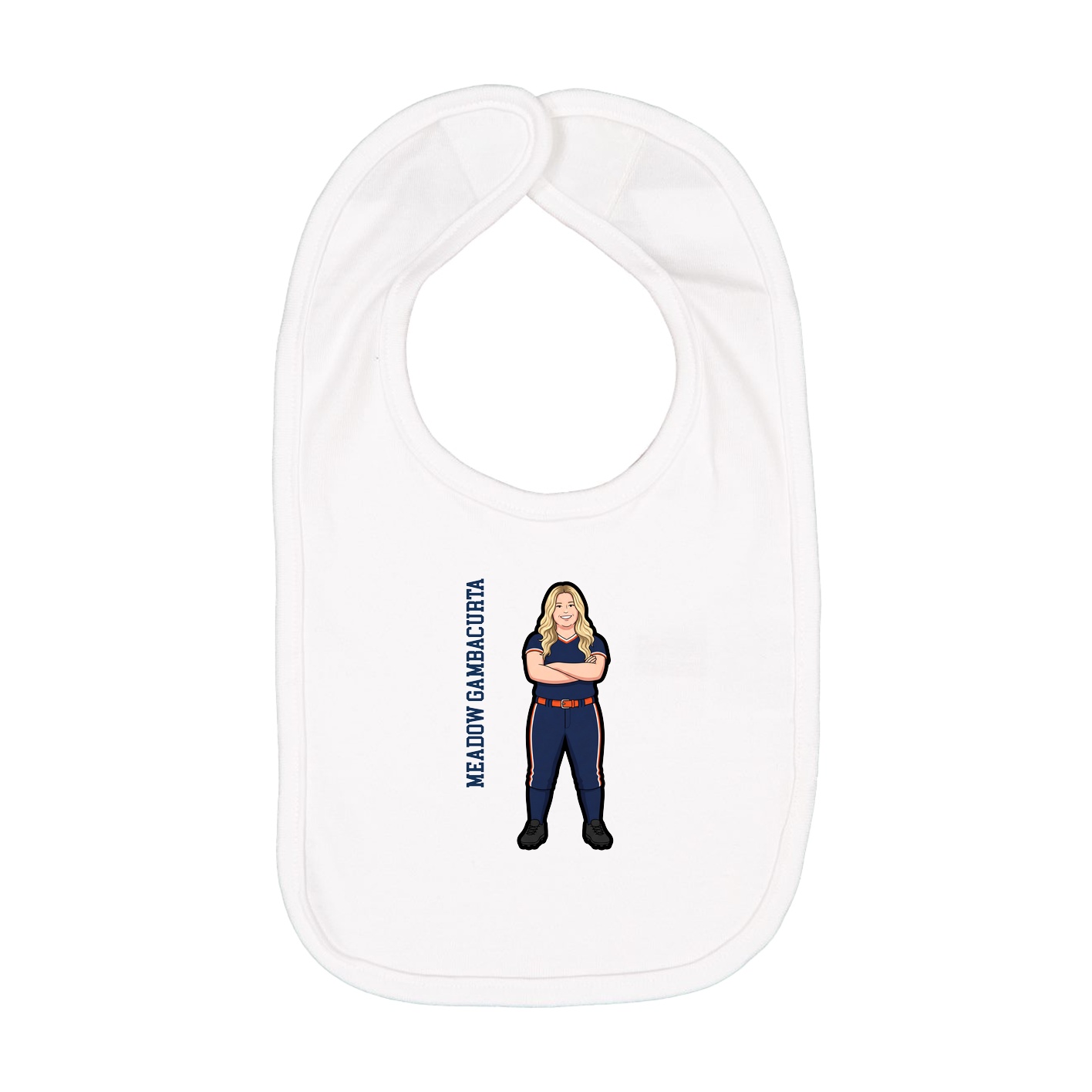 Infant Bib — Name Vertical in White