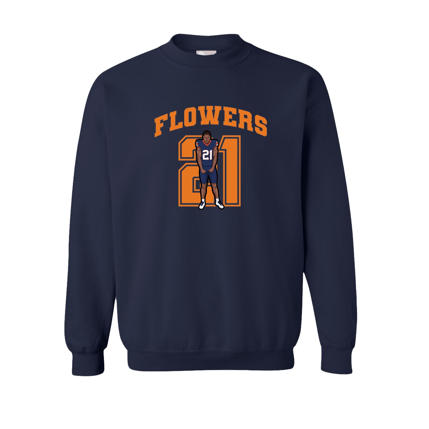 Fleece Crew — Number in Navy