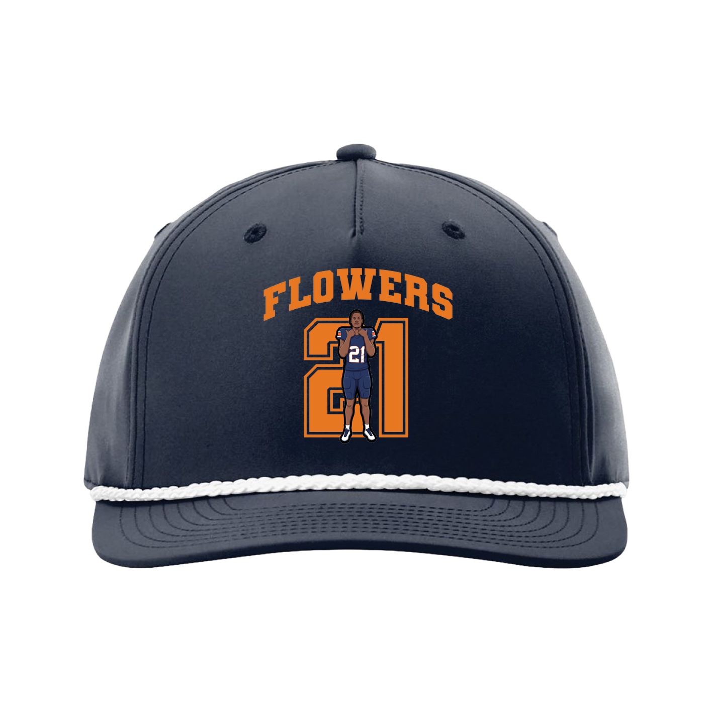 Five-Panel Classic Rope Cap — Number in Navy
