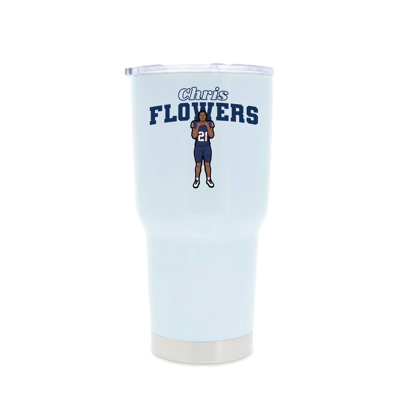 30oz Stainless Steel Tumbler — Name Arch in White