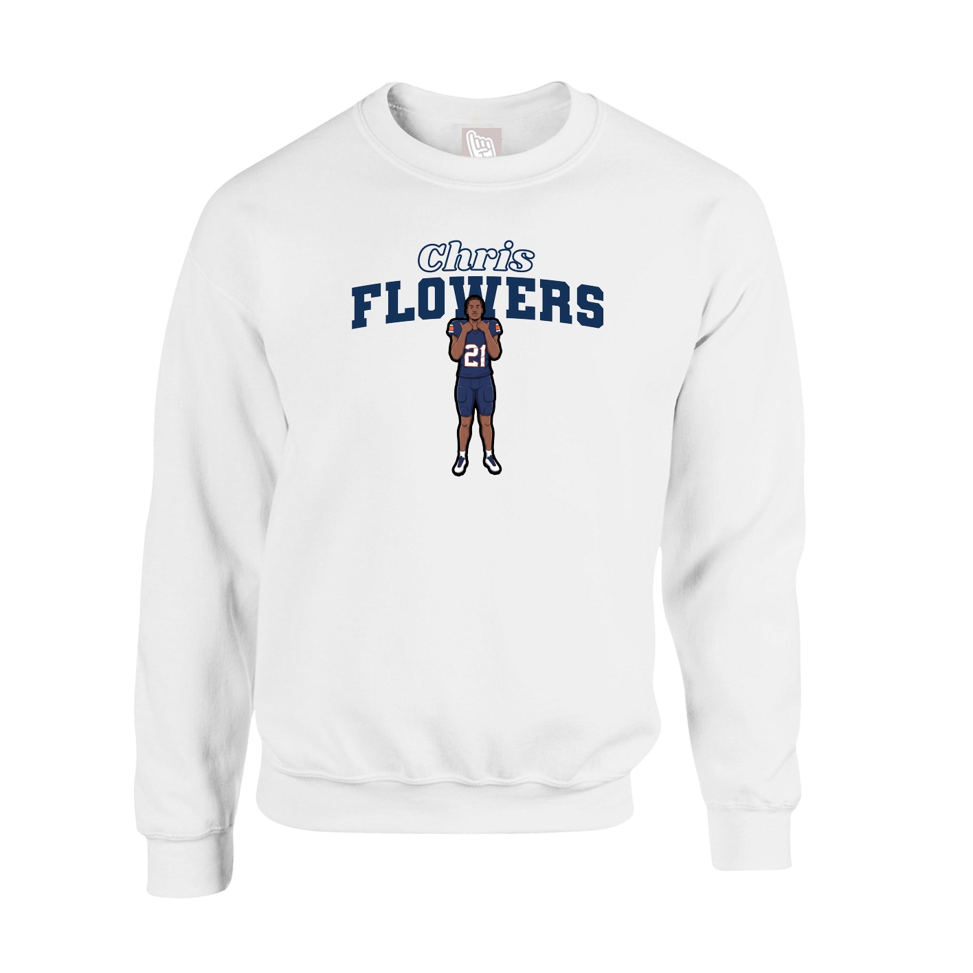 Fleece Crew — Name Arch in White