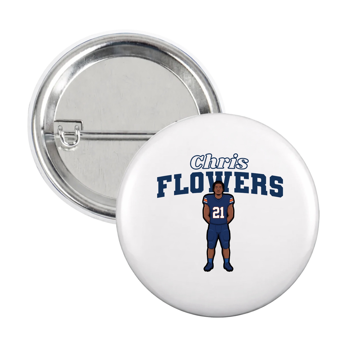 Game Day Button — Name Arch in White