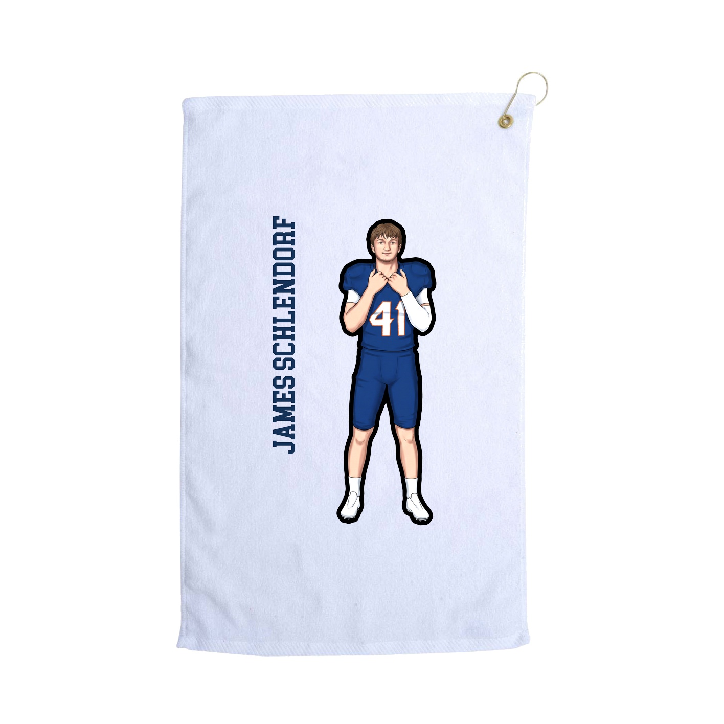 Golf Towel — Name Vertical in White