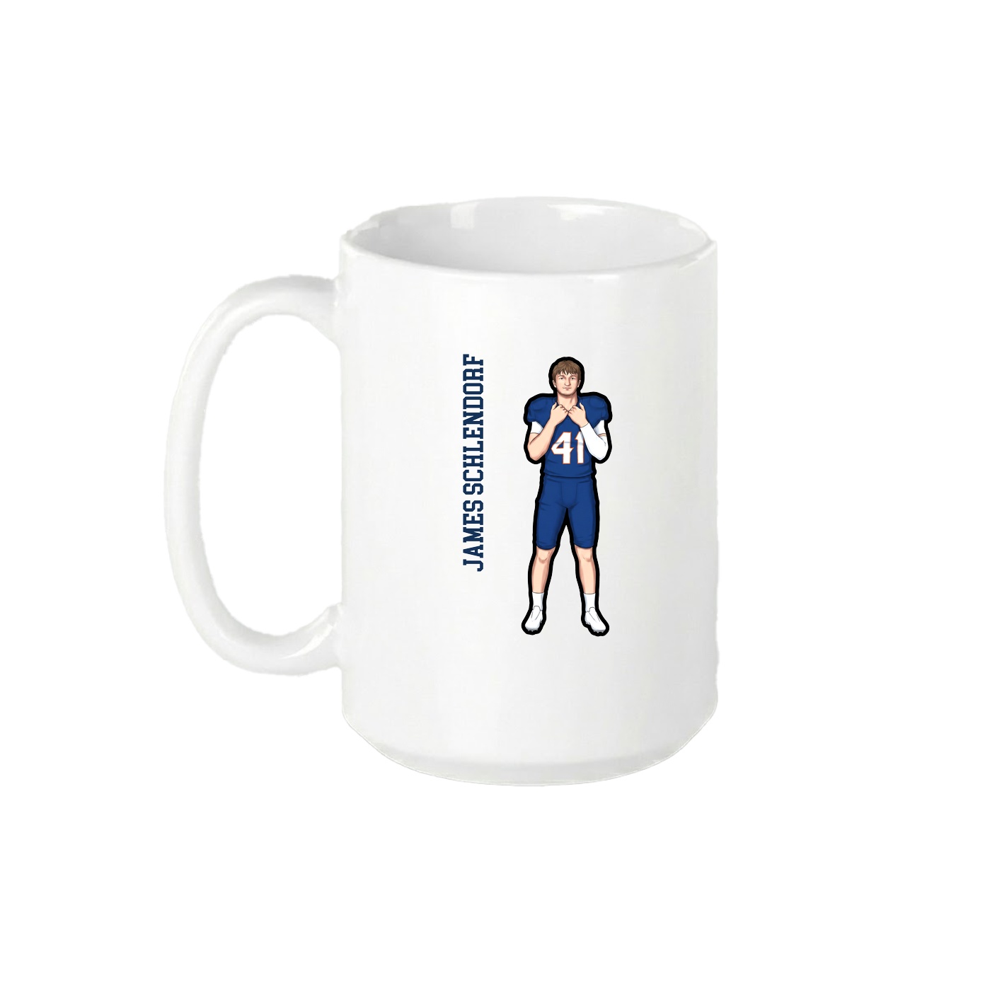 15oz Coffee Mug — Name Vertical in White