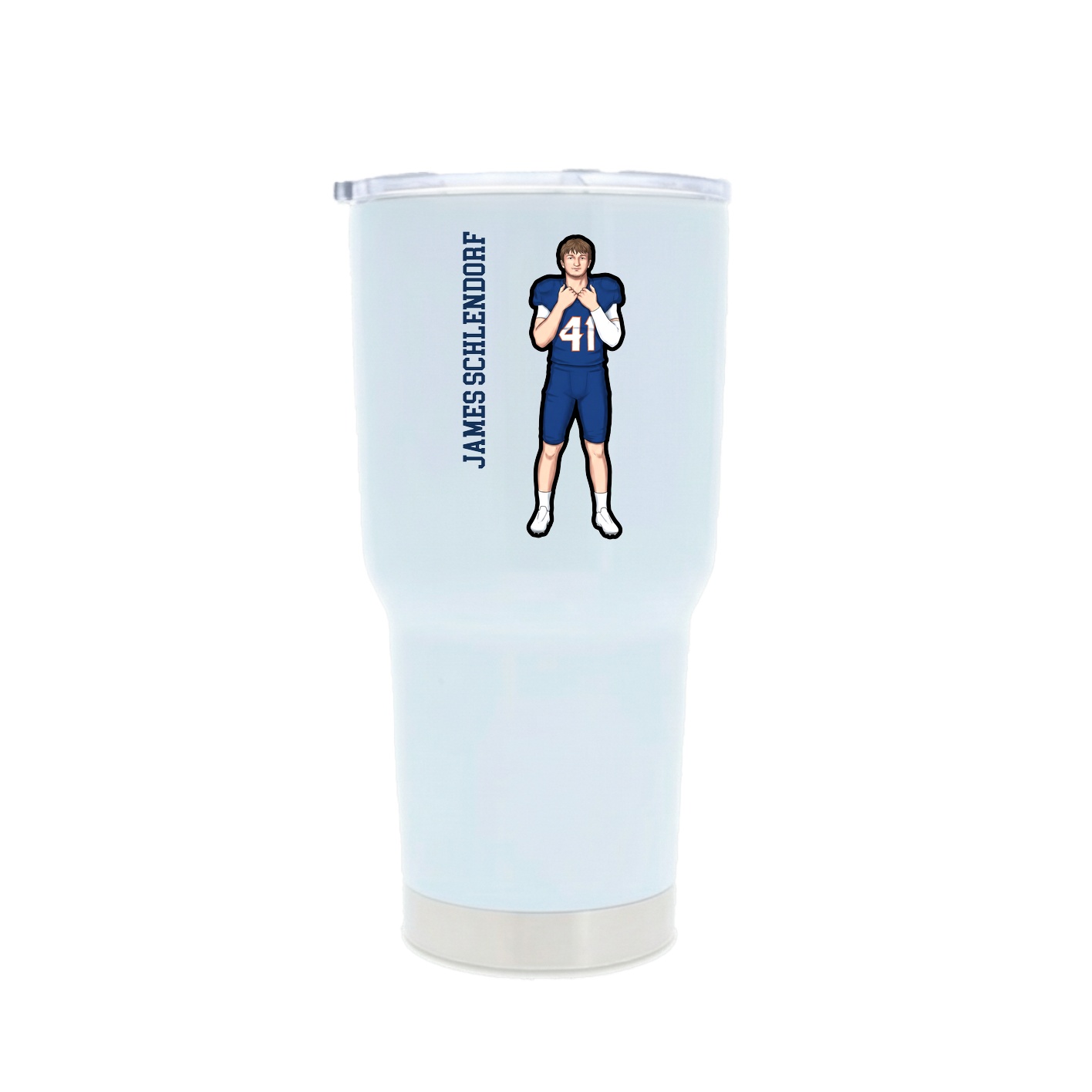30oz Stainless Steel Tumbler — Name Vertical in White