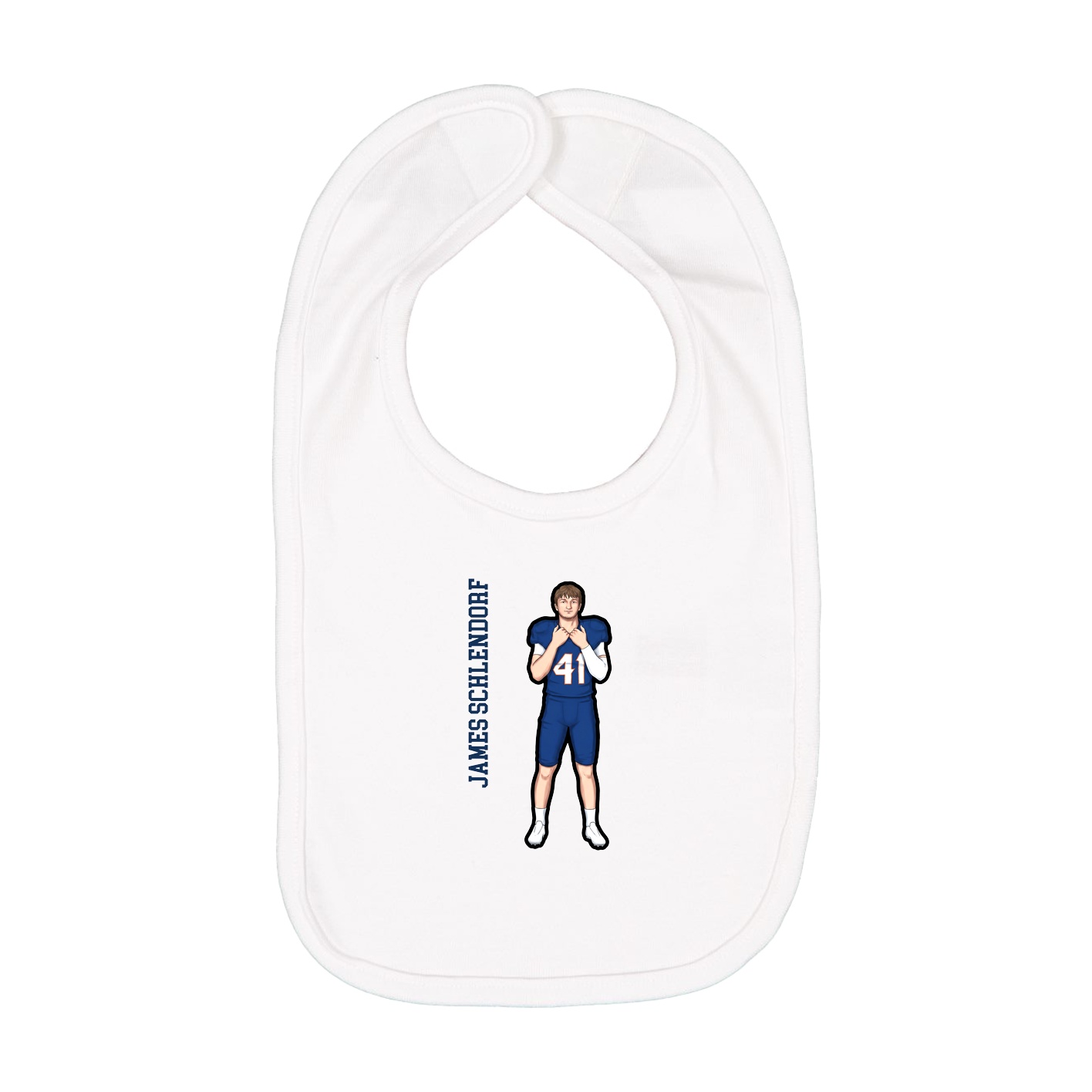 Infant Bib — Name Vertical in White