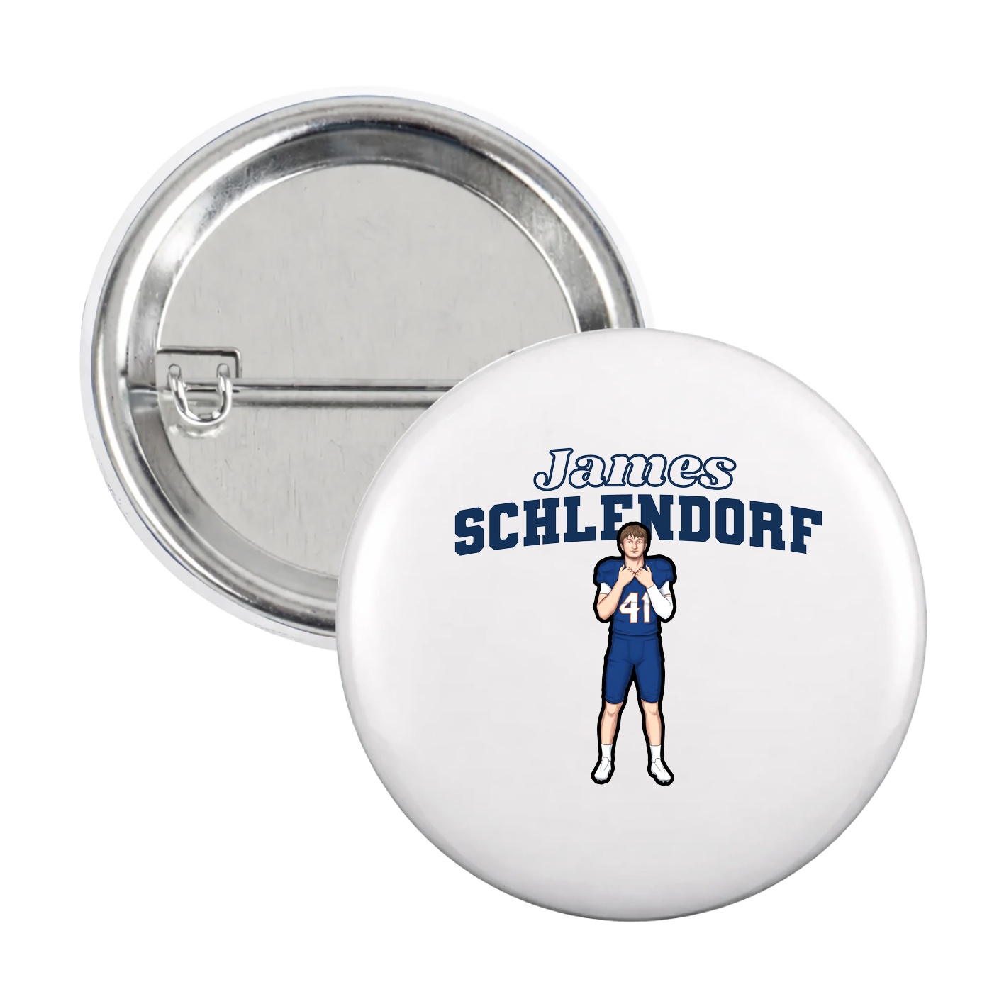 Game Day Button — Name Arch in White