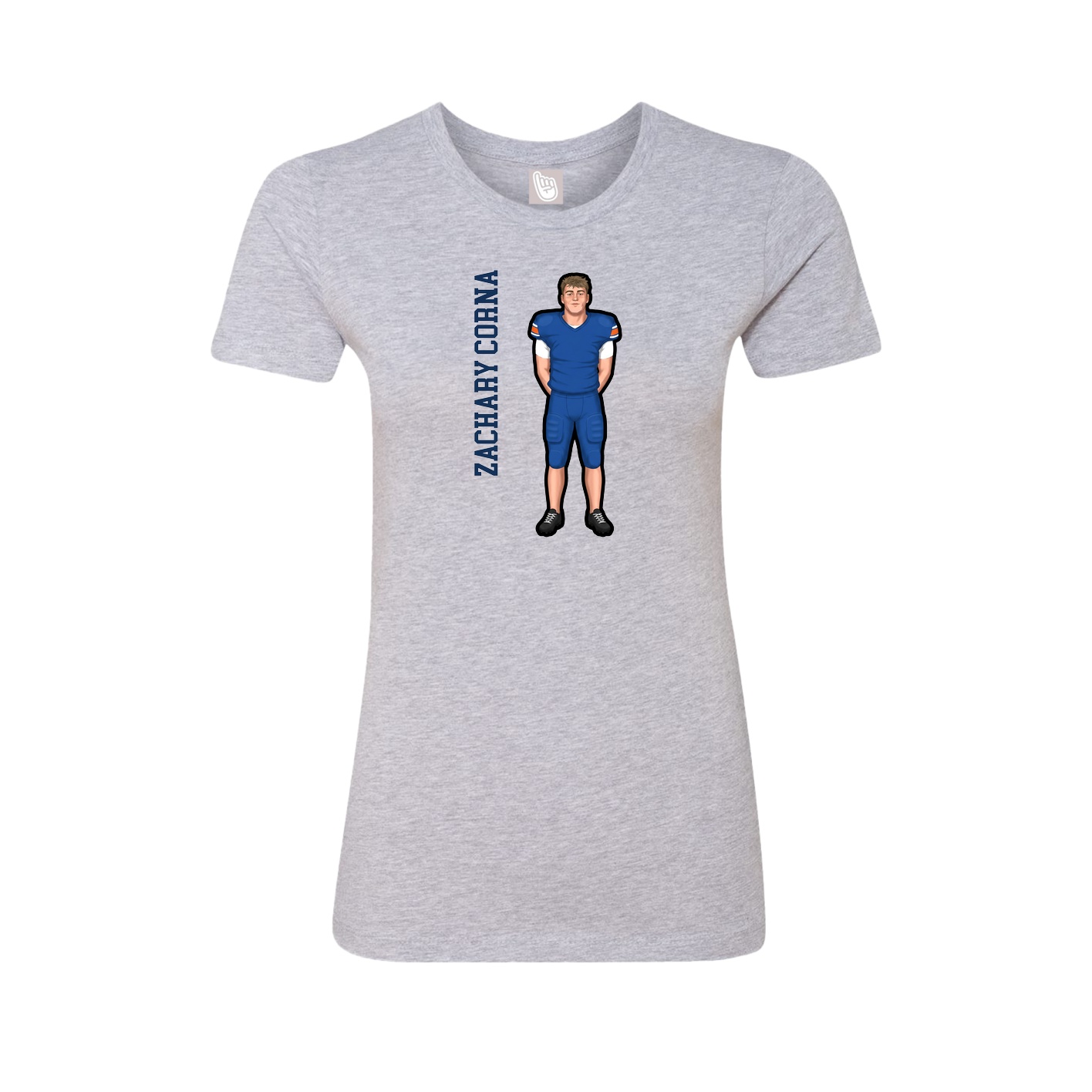 Fitted Women's Tee — Name Vertical in Grey