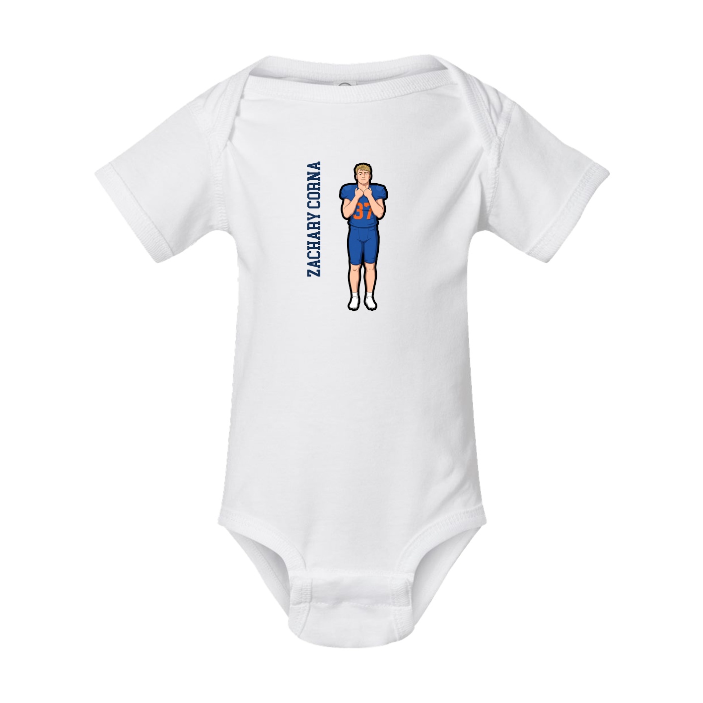 Baby Onesie — Name Vertical in White