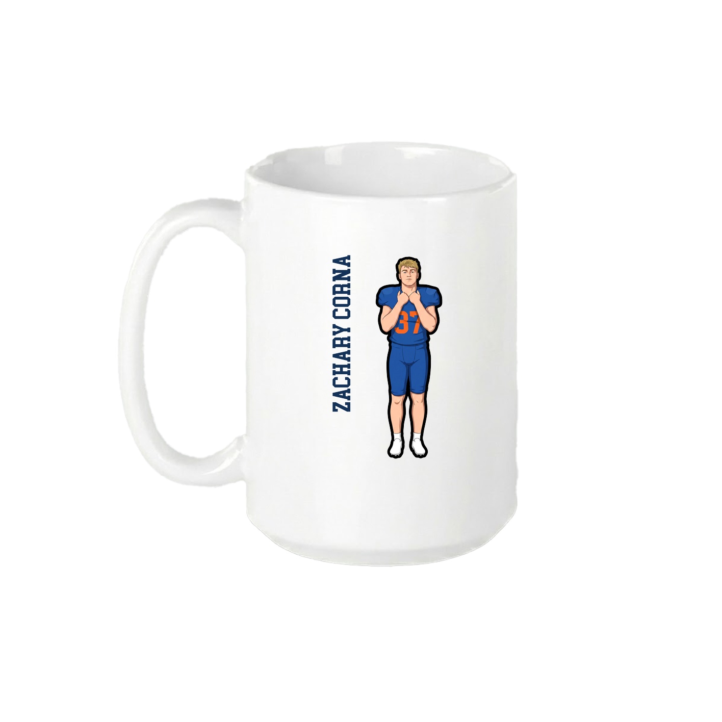 15oz Coffee Mug — Name Vertical in White