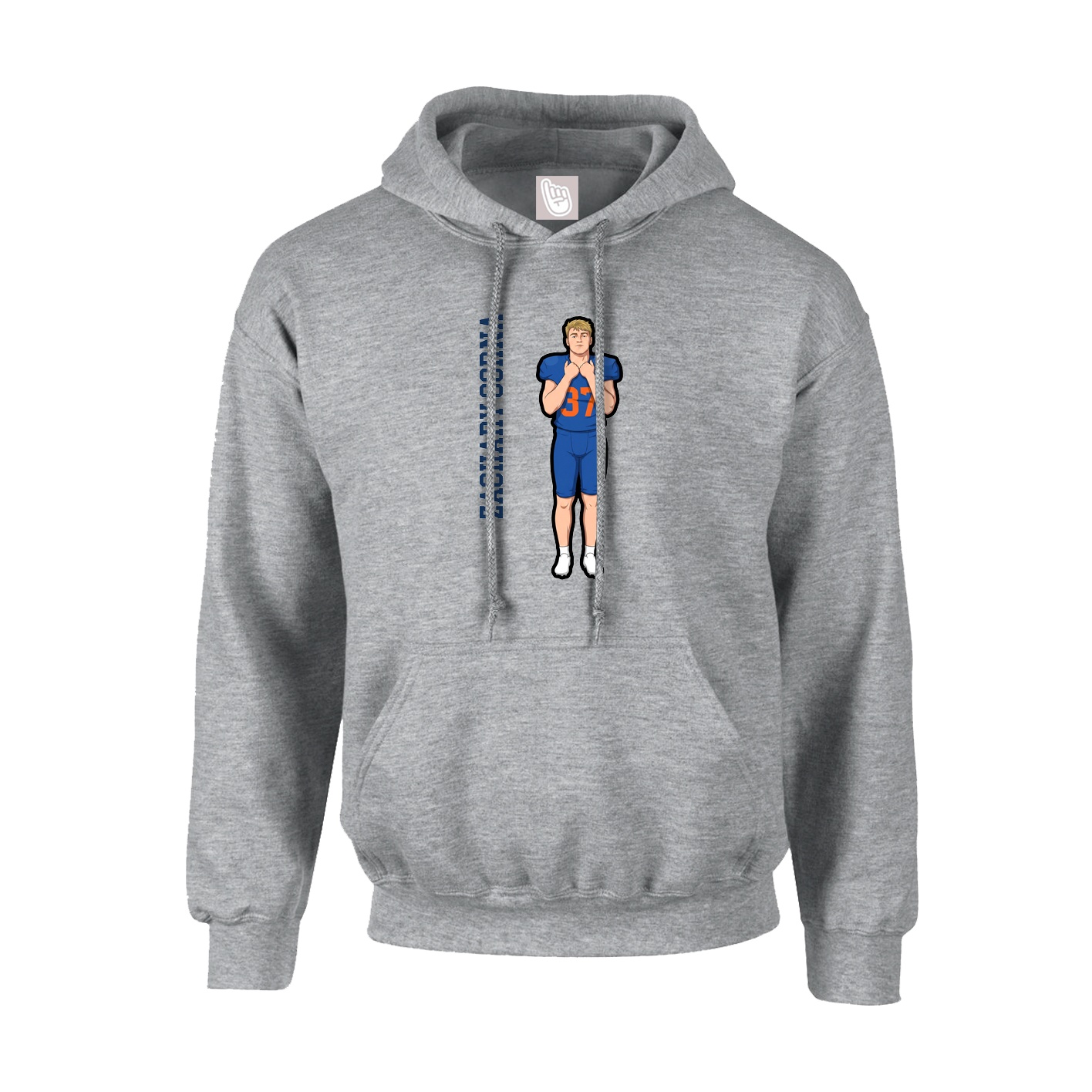 Hoodie — Name Vertical in Grey