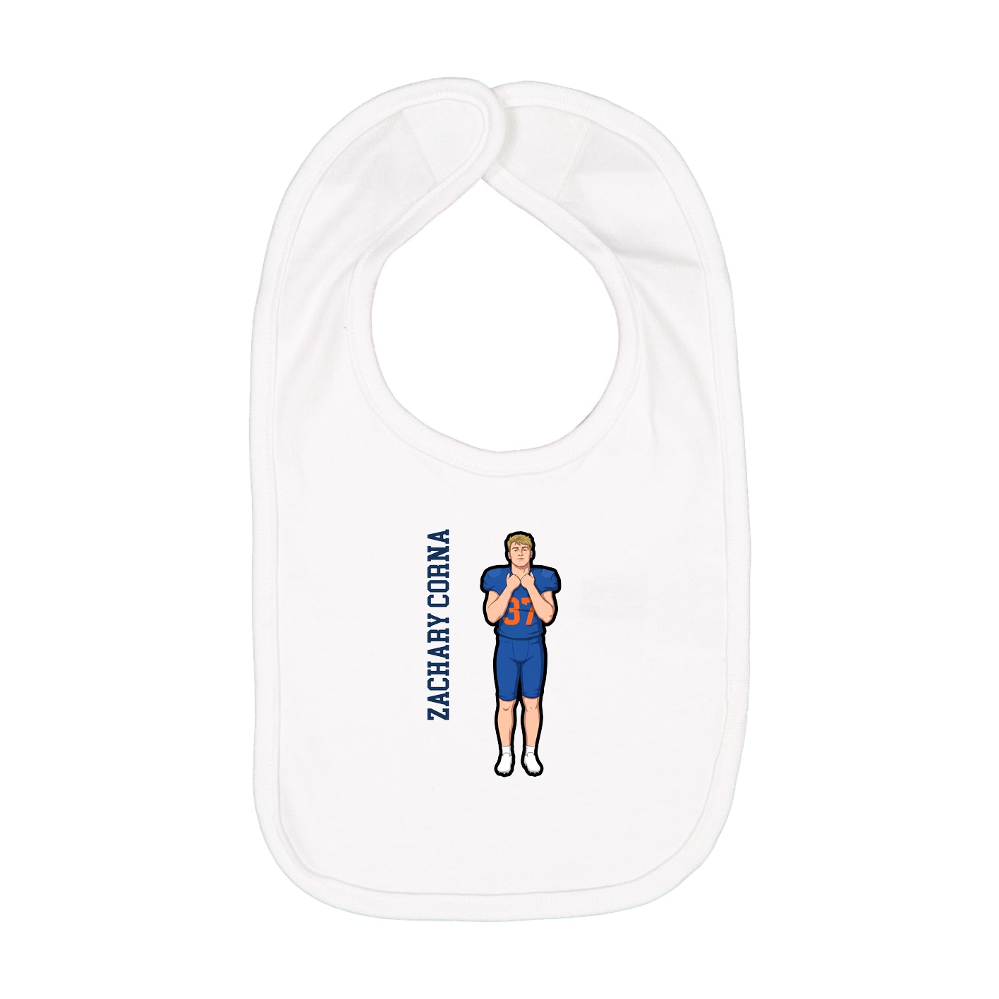 Infant Bib — Name Vertical in White