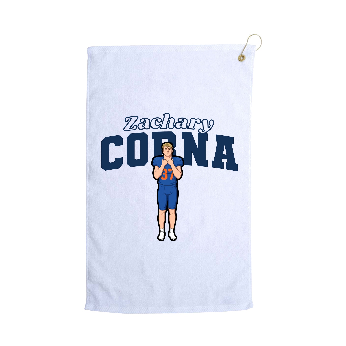 Golf Towel — Name Arch in White