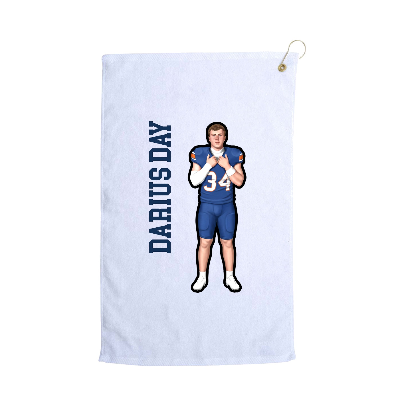 Golf Towel — Name Vertical in White