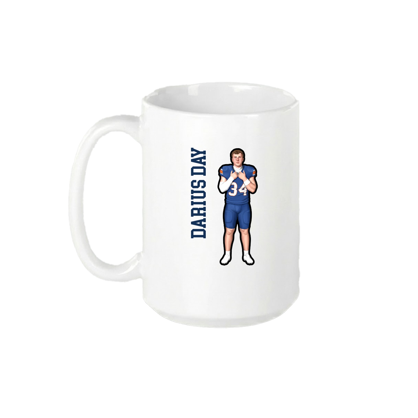 15oz Coffee Mug — Name Vertical in White