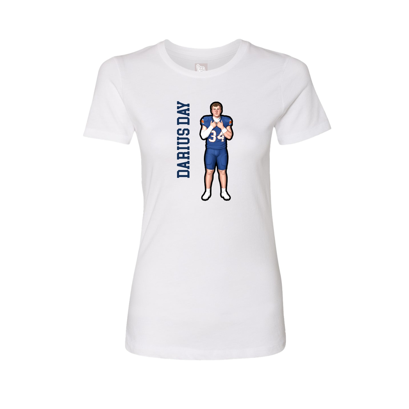 Fitted Women's Tee — Name Vertical in White