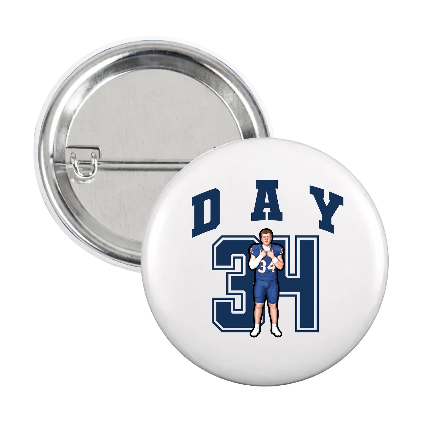 Game Day Button — Number in White