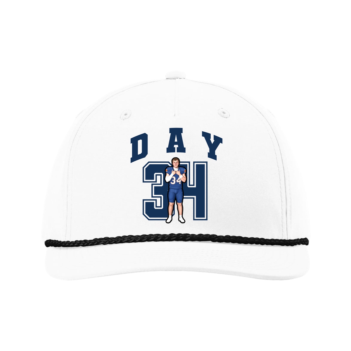 Five-Panel Classic Rope Cap — Number in White