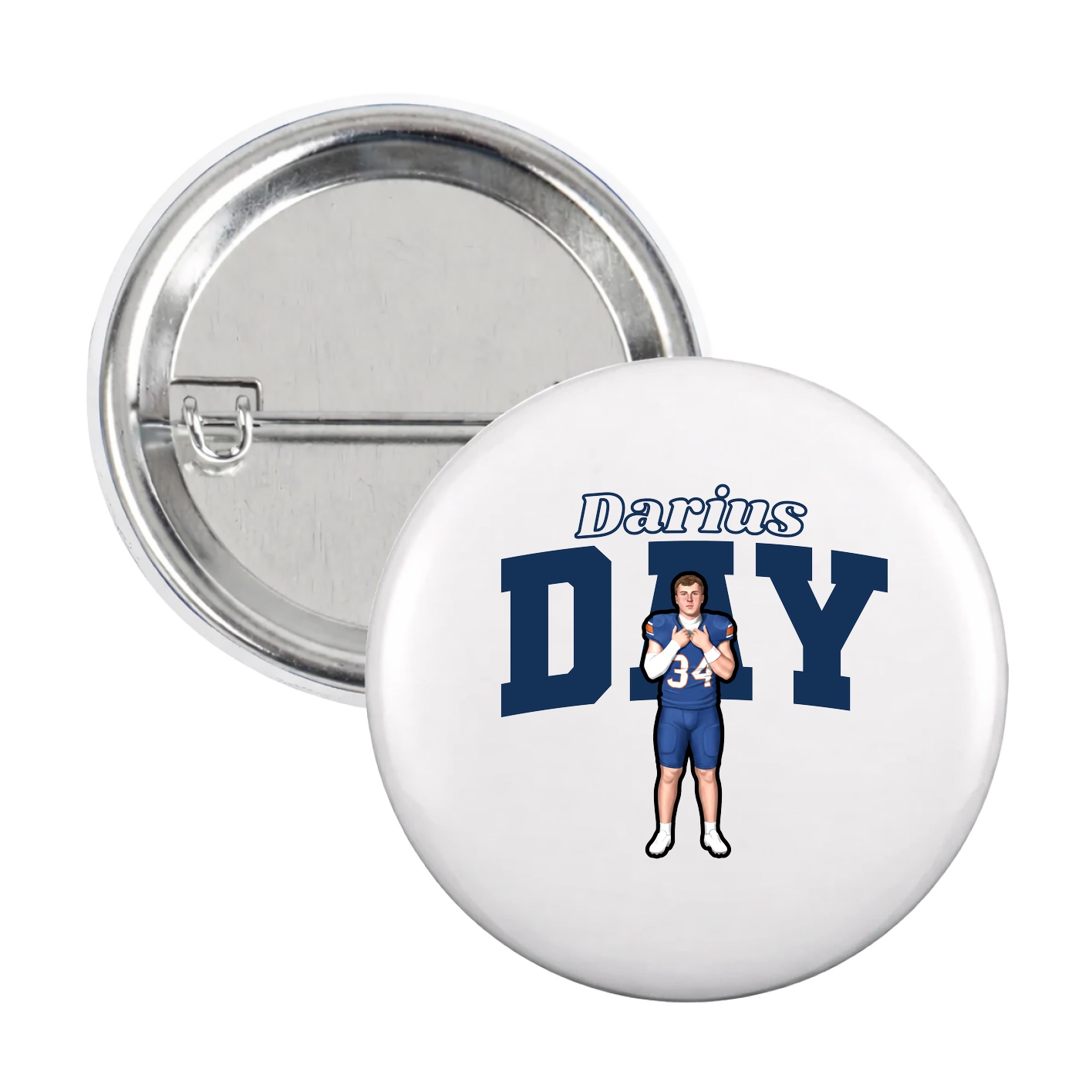 Game Day Button — Name Arch in White