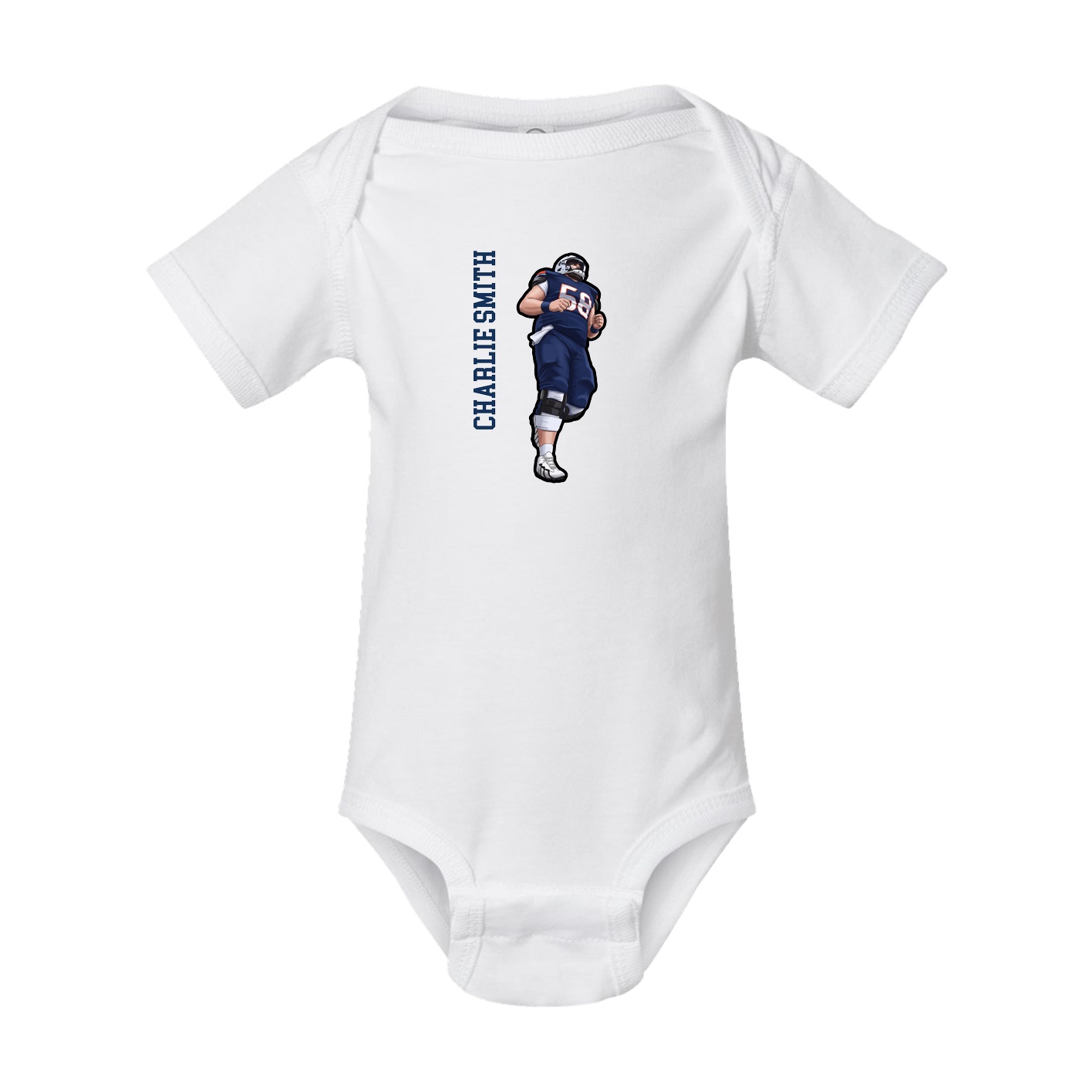Baby Onesie — Name Vertical in White