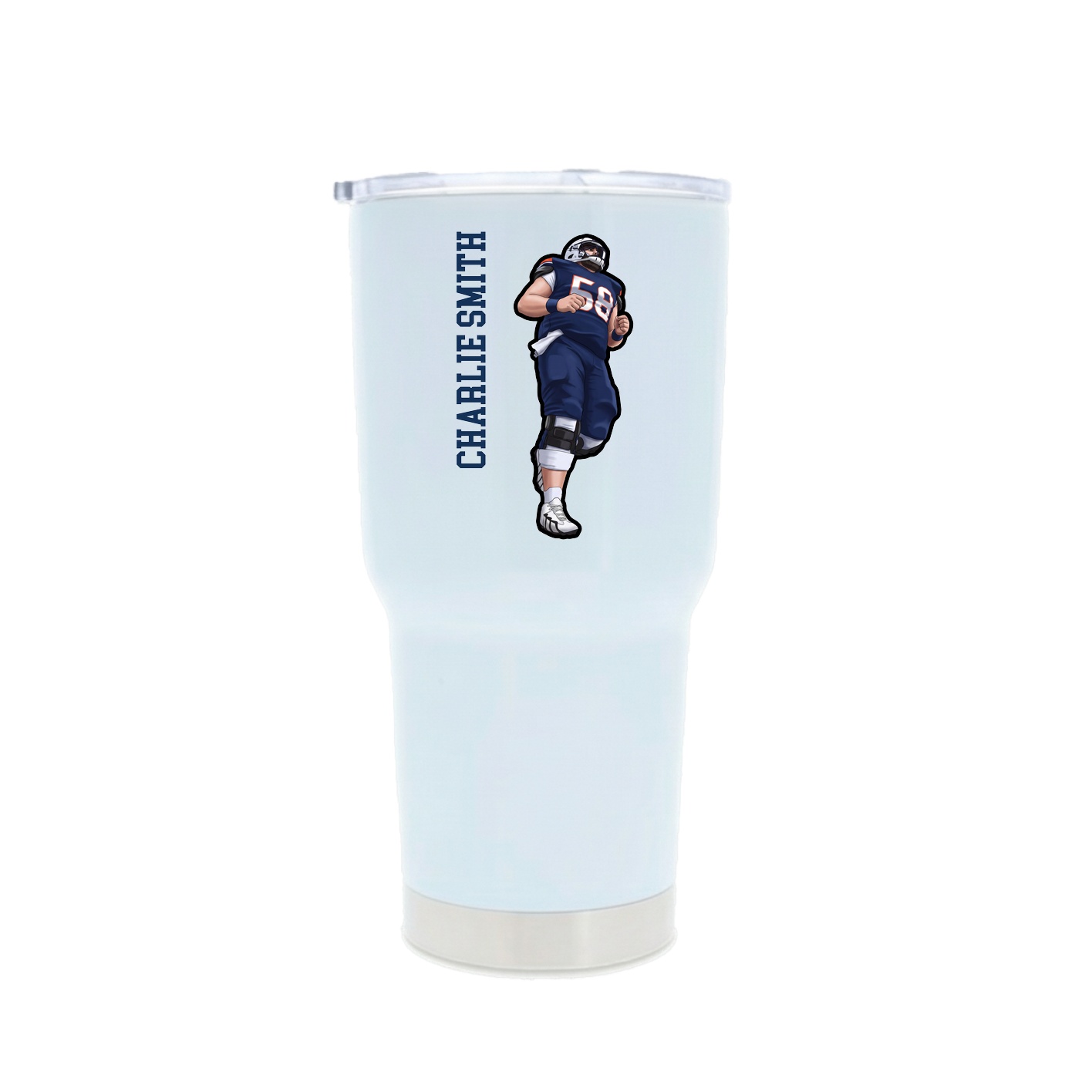 30oz Stainless Steel Tumbler — Name Vertical in White