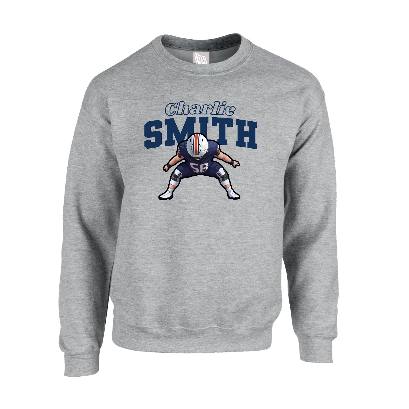 Fleece Crew — Name Arch in Grey