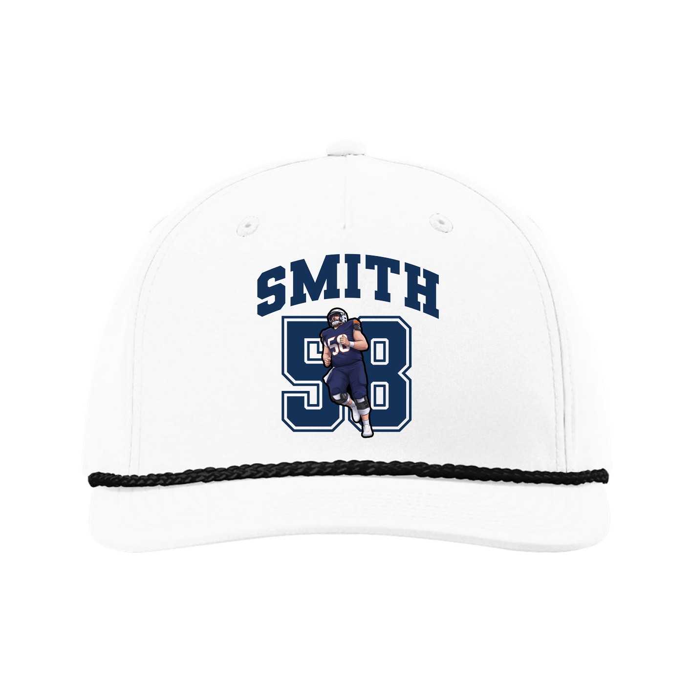 Five-Panel Classic Rope Cap — Number in White