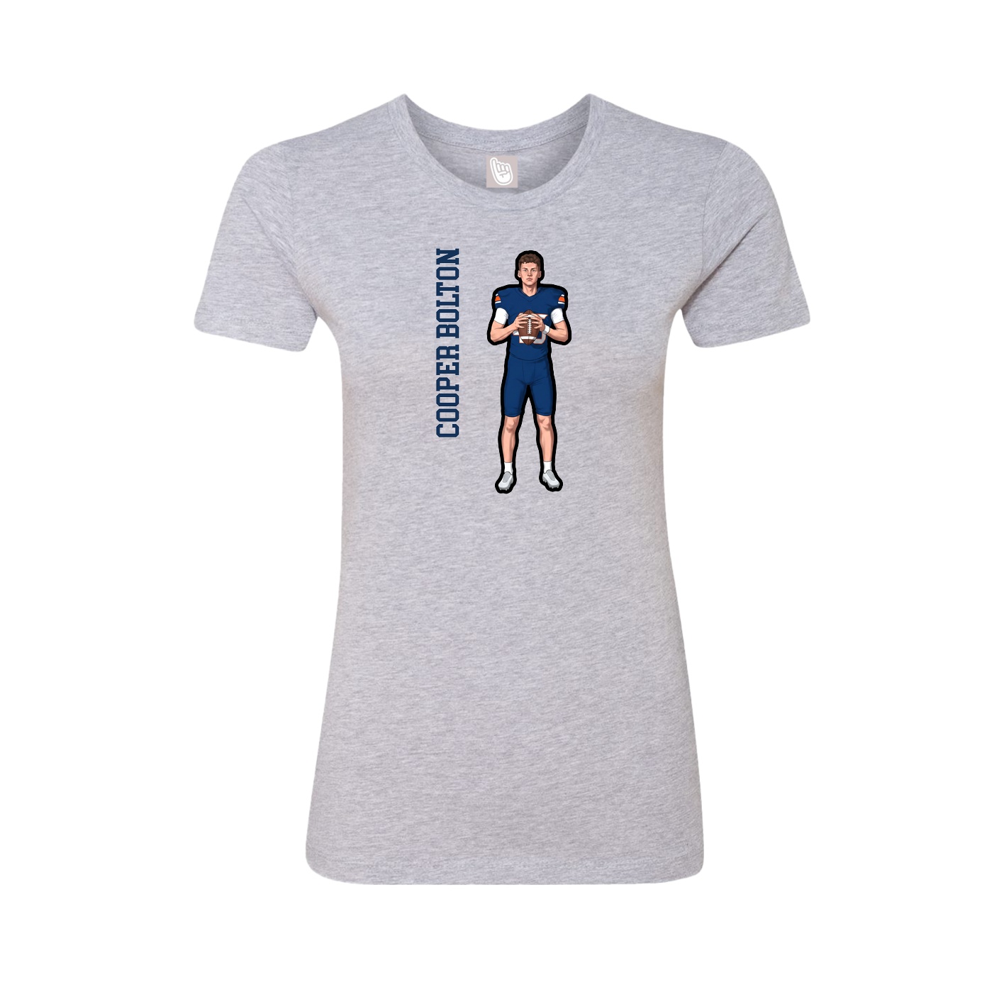 Fitted Women's Tee — Name Vertical in Grey