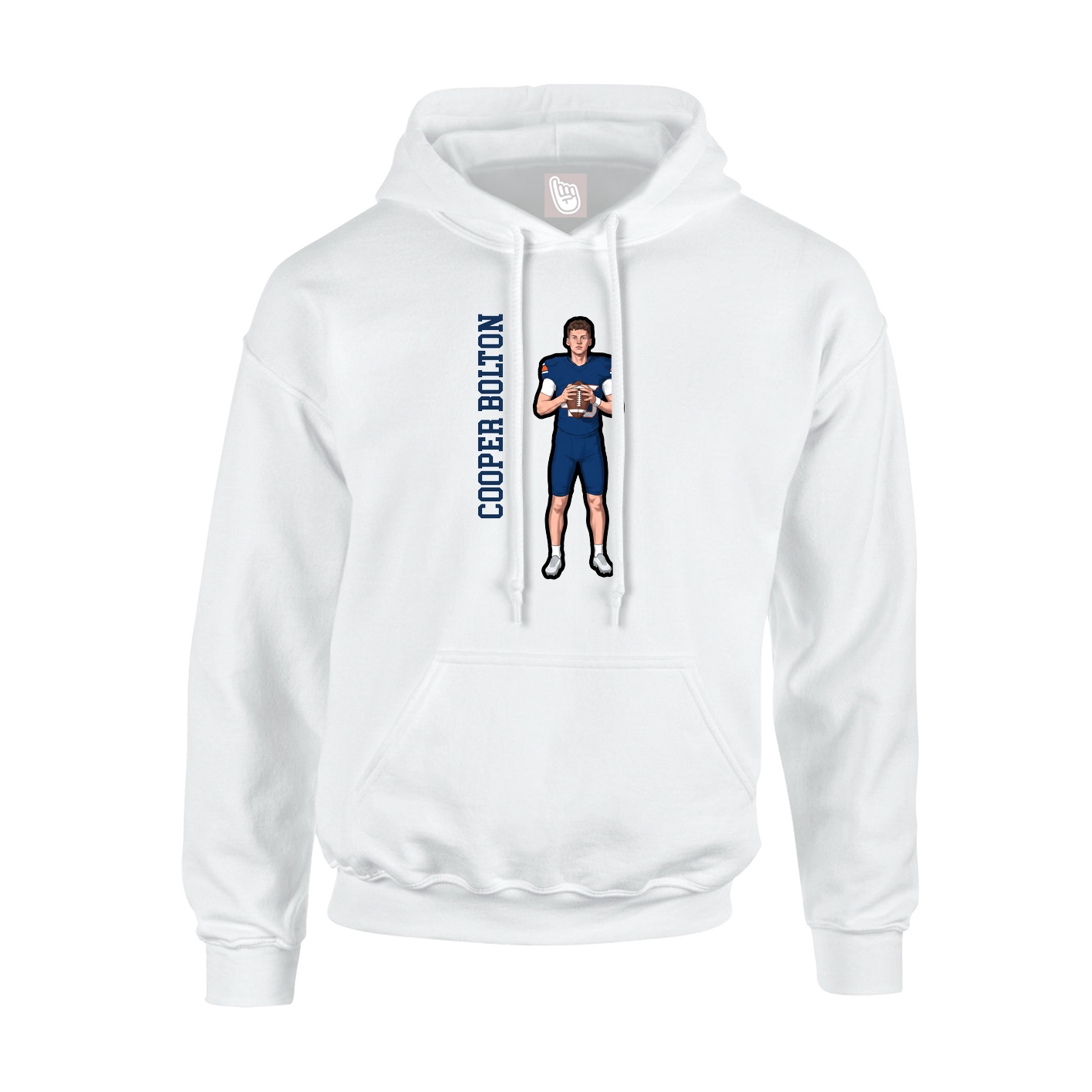Youth Hoodie — Name Vertical in White