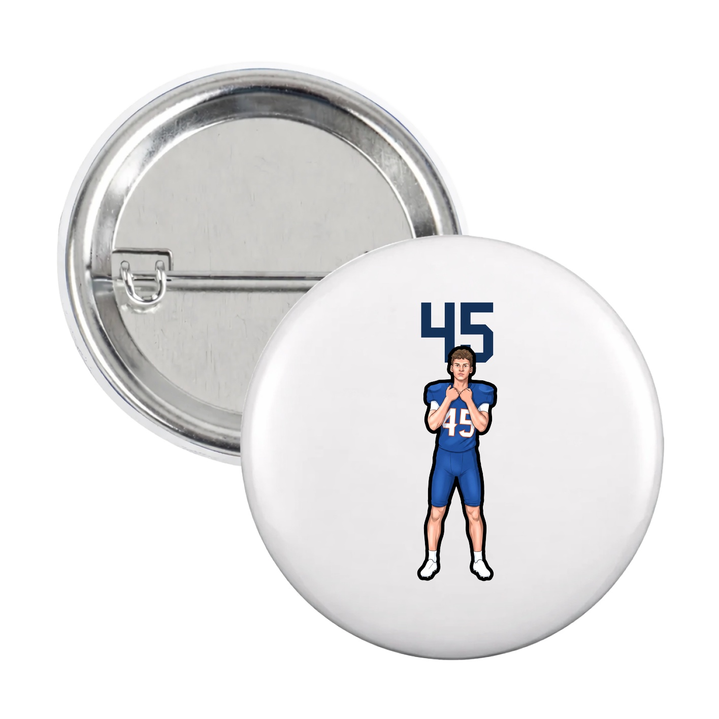 Game Day Button — Number Top in White