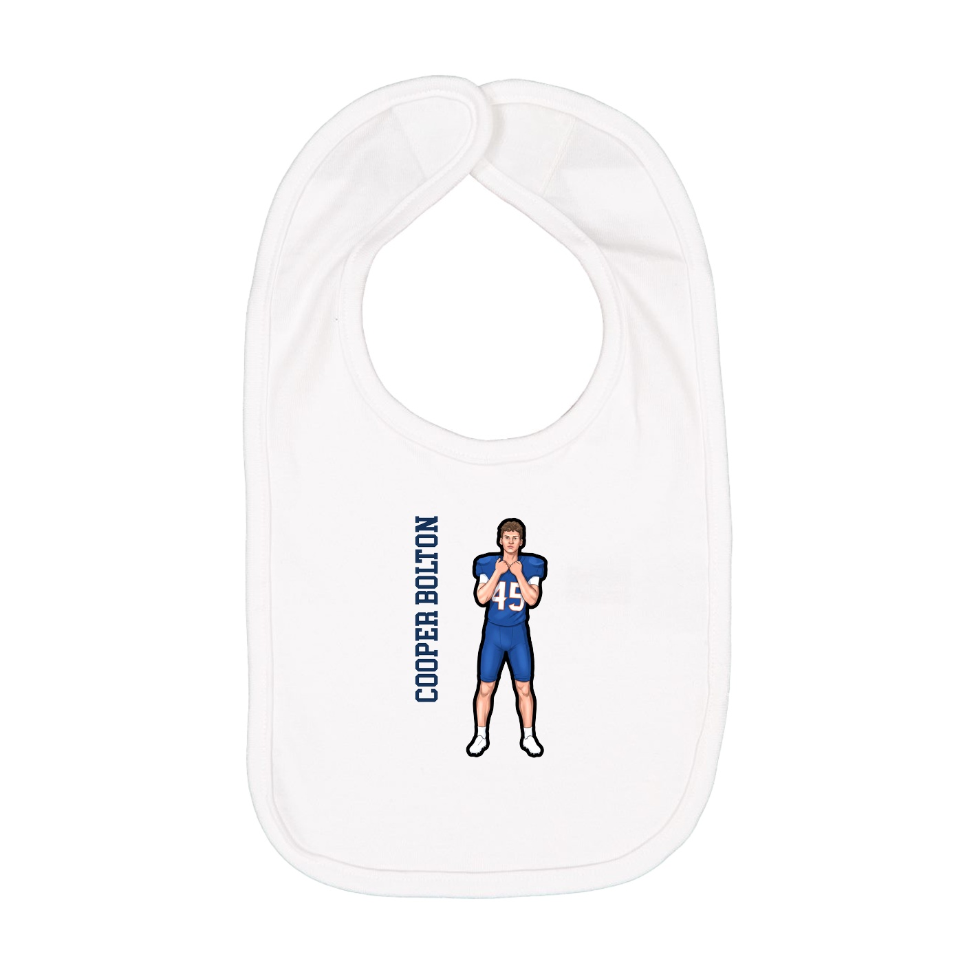Infant Bib — Name Vertical in White