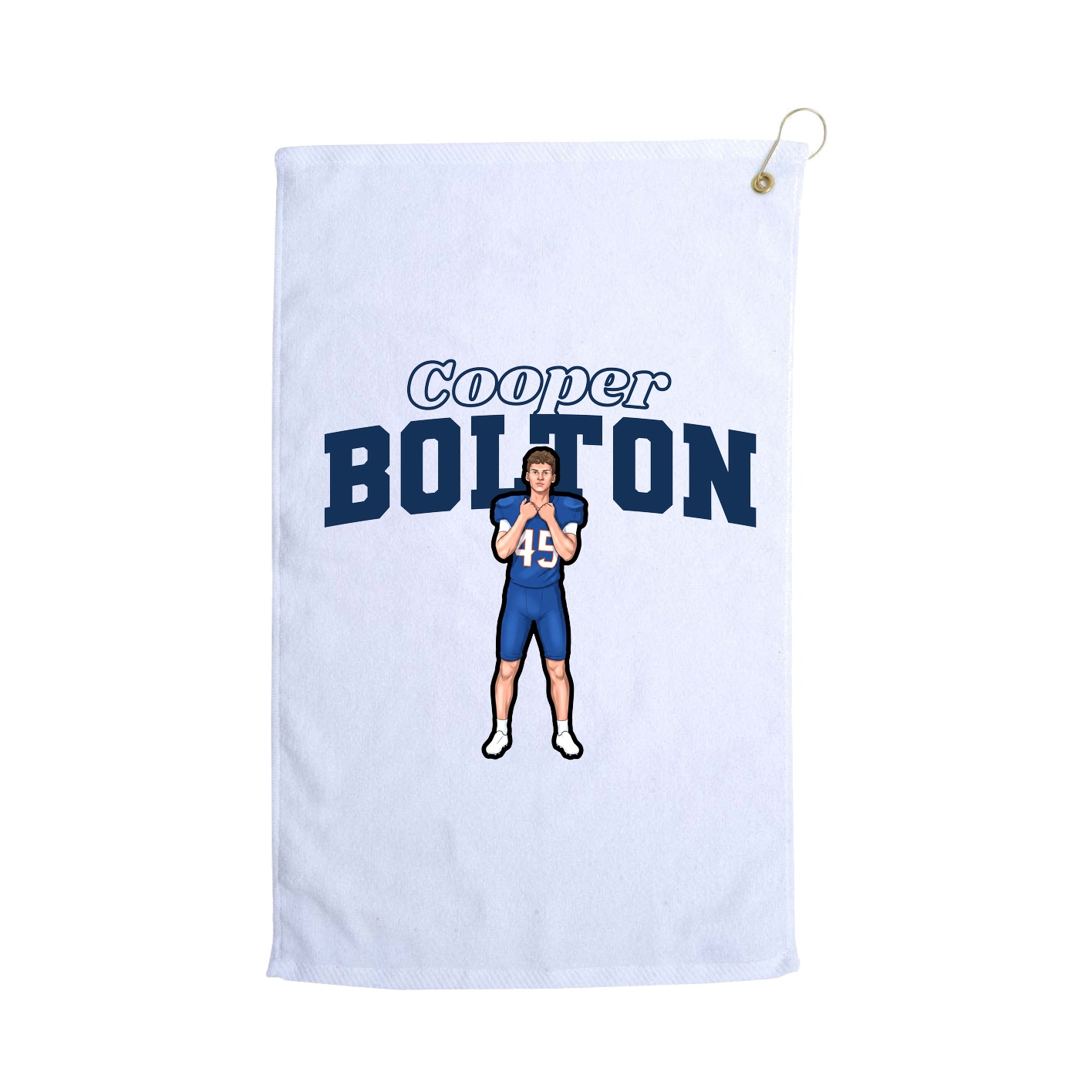 Golf Towel — Name Arch in White