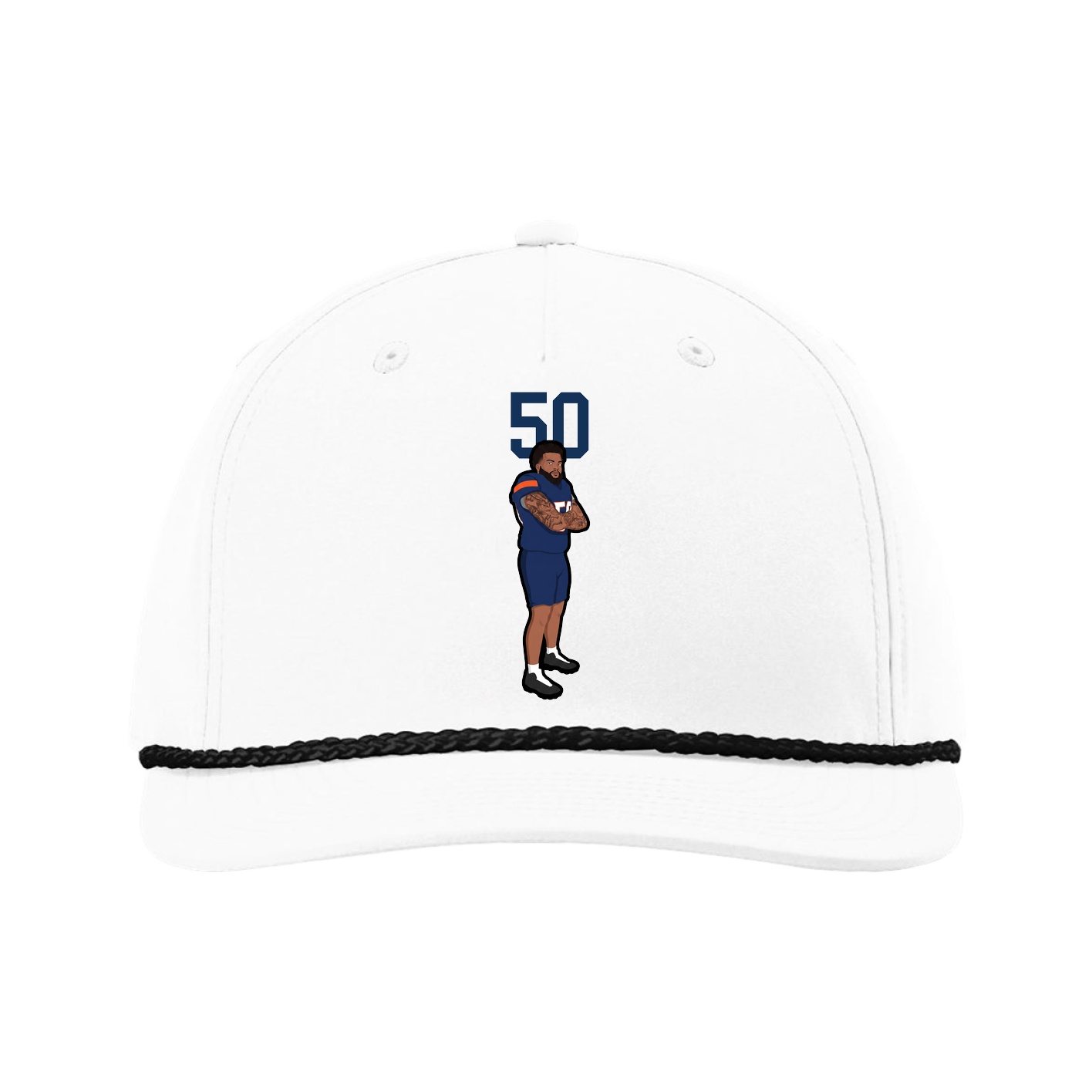 Five-Panel Classic Rope Cap — Number Top in White