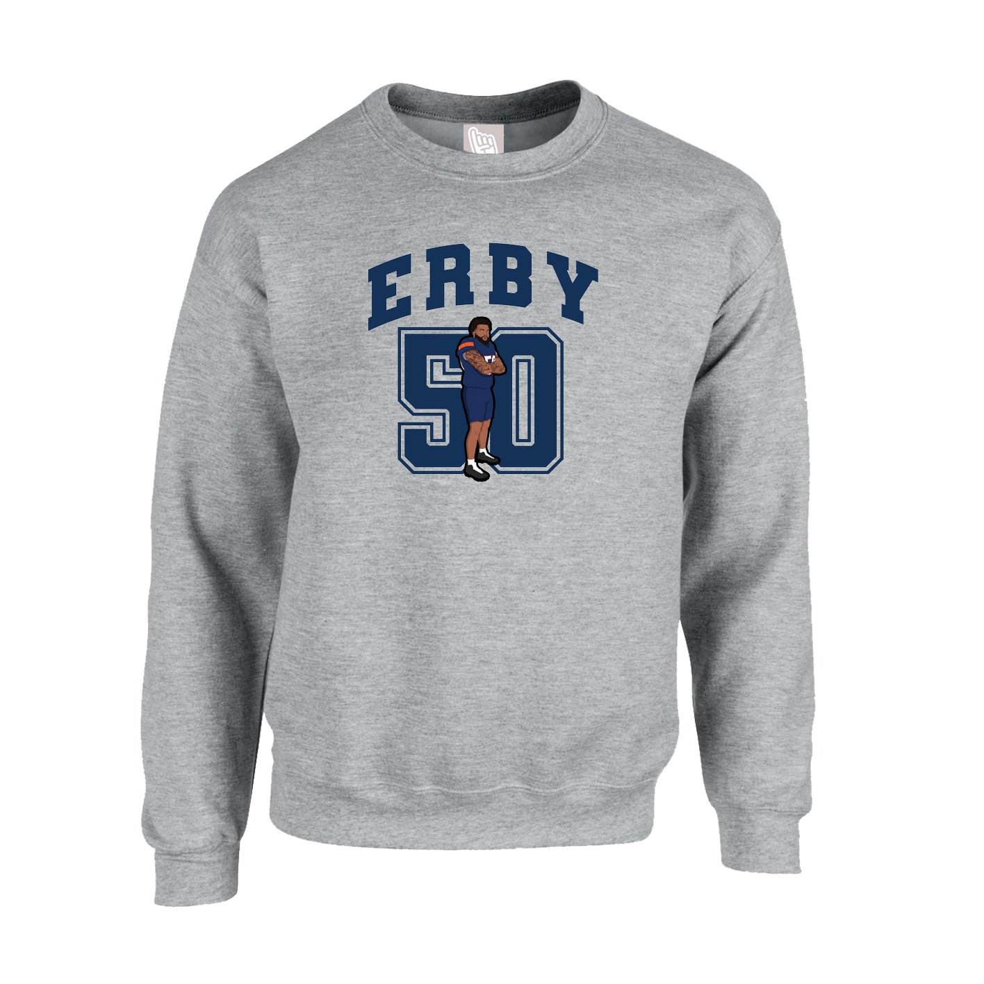 Fleece Crew — Number in Grey