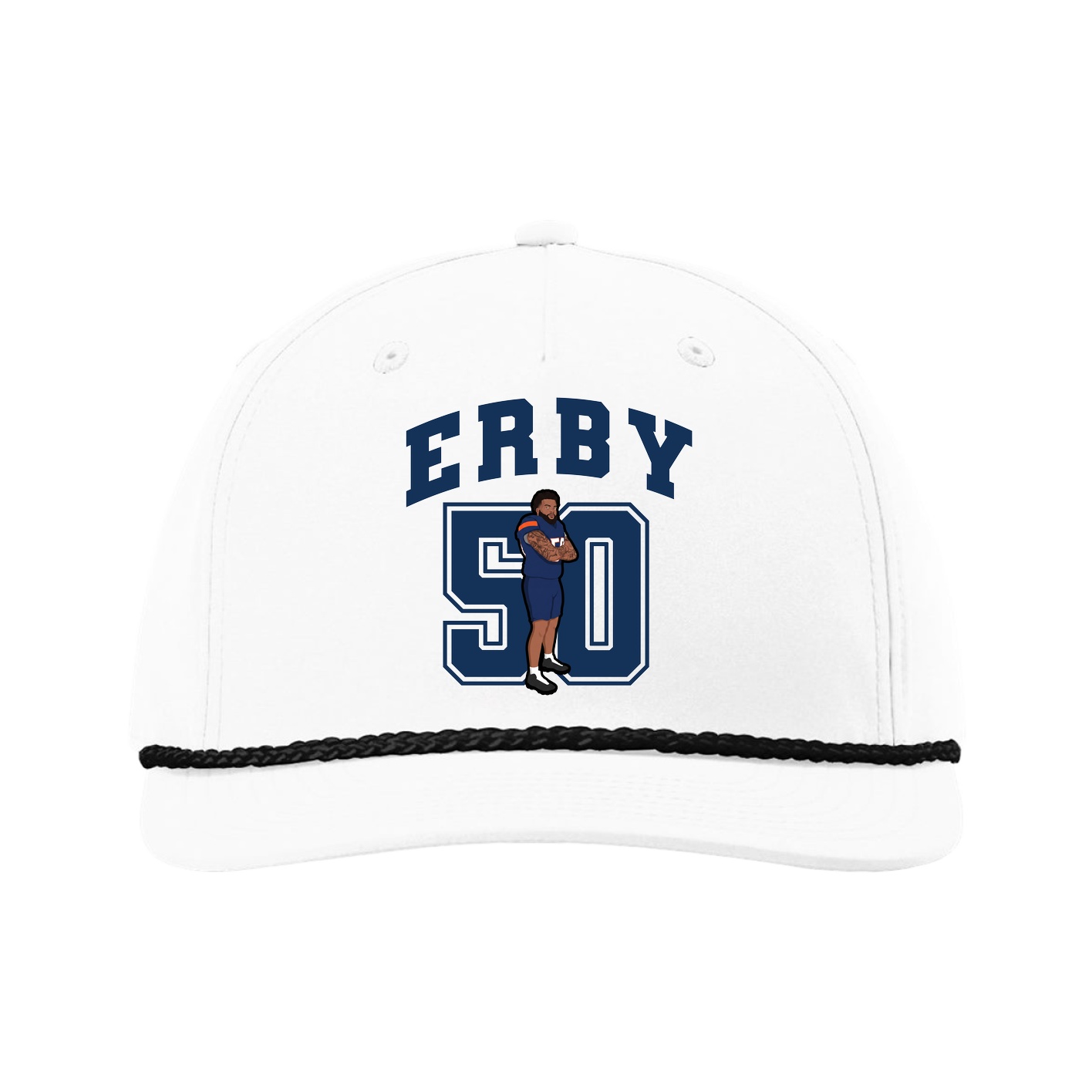 Five-Panel Classic Rope Cap — Number in White