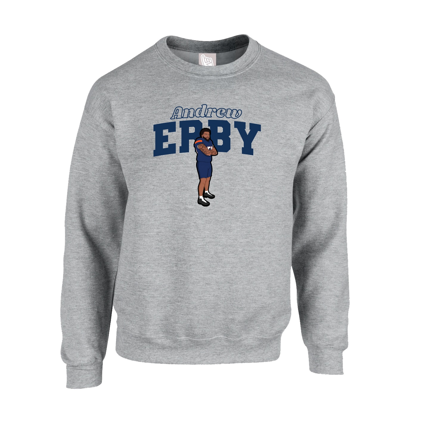 Fleece Crew — Name Arch in Grey