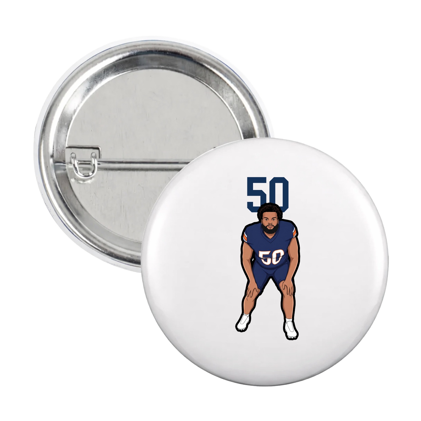 Game Day Button — Number Top in White