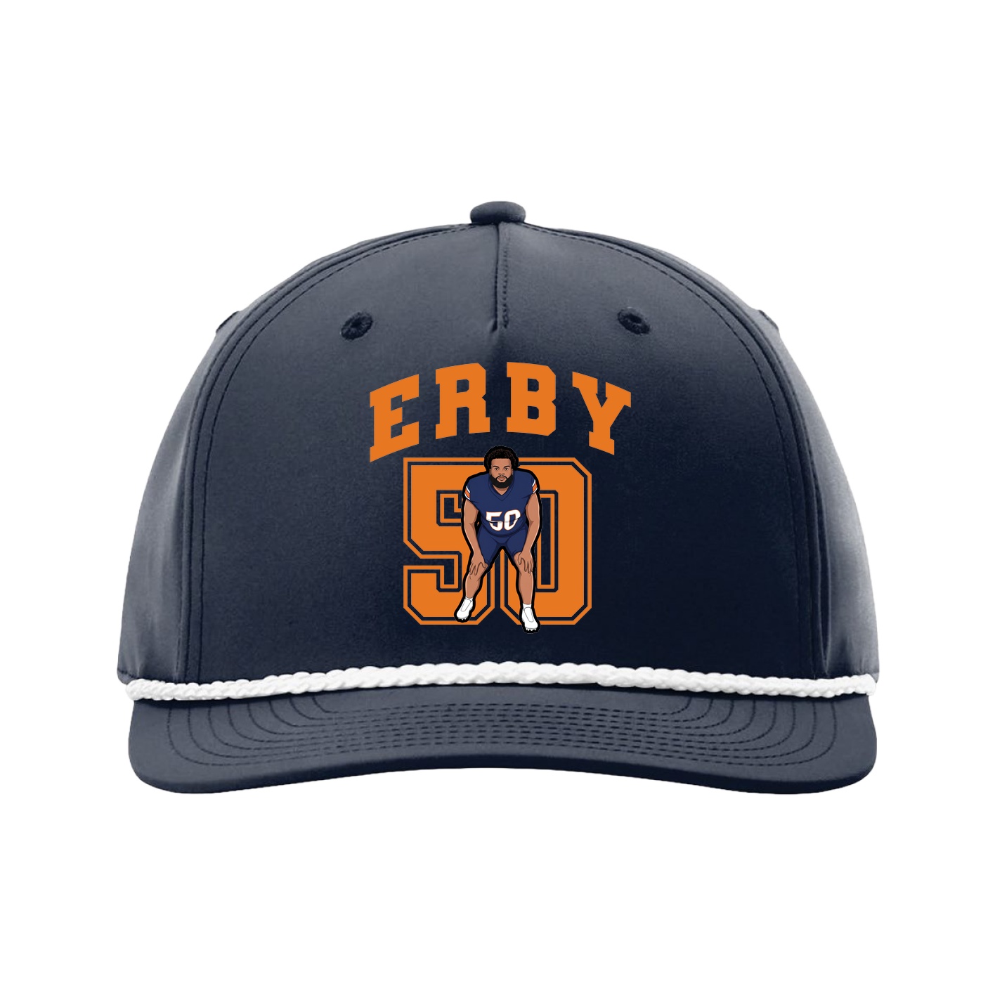 Five-Panel Classic Rope Cap — Number in Navy