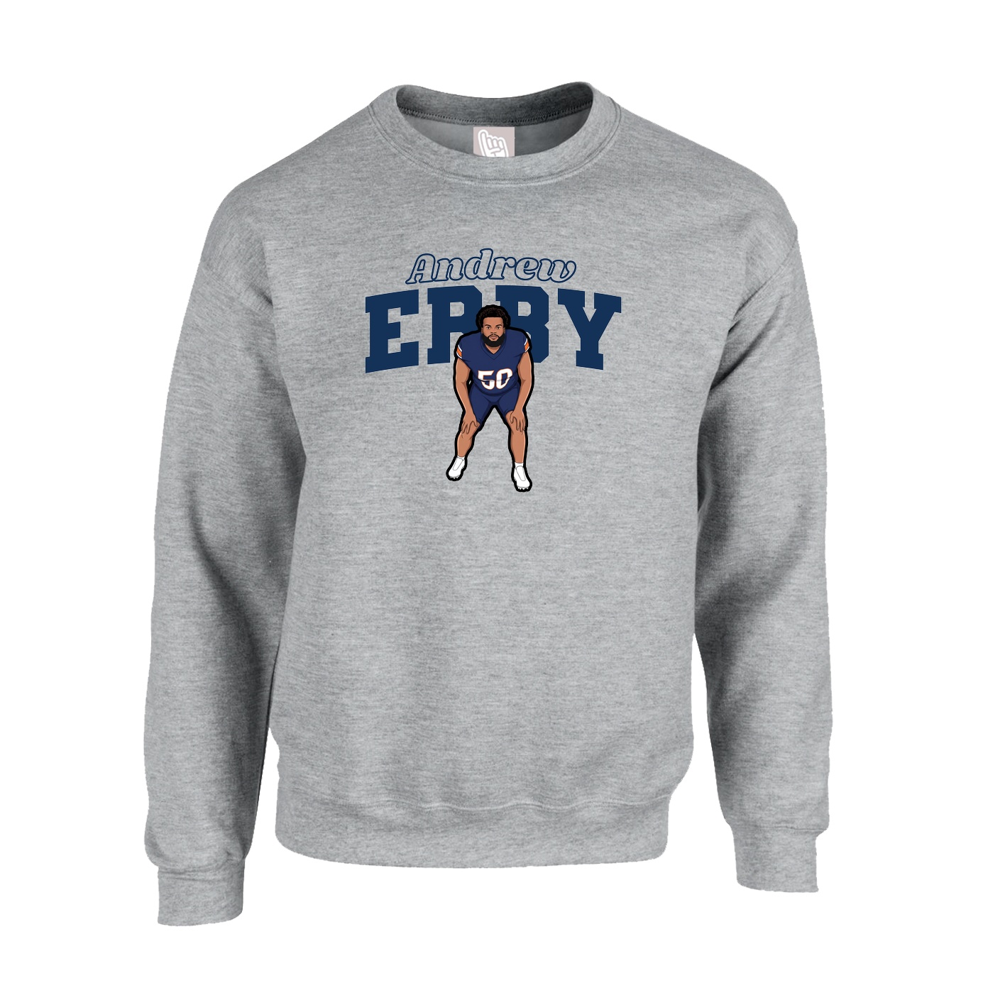 Fleece Crew — Name Arch in Grey