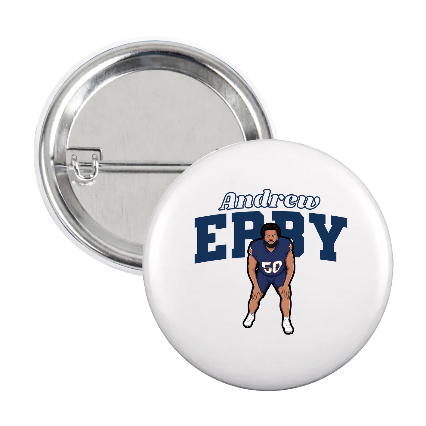 Game Day Button — Name Arch in White