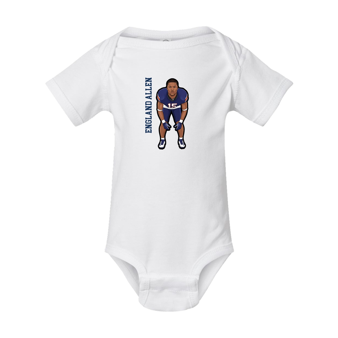 Baby Onesie — Name Vertical in White