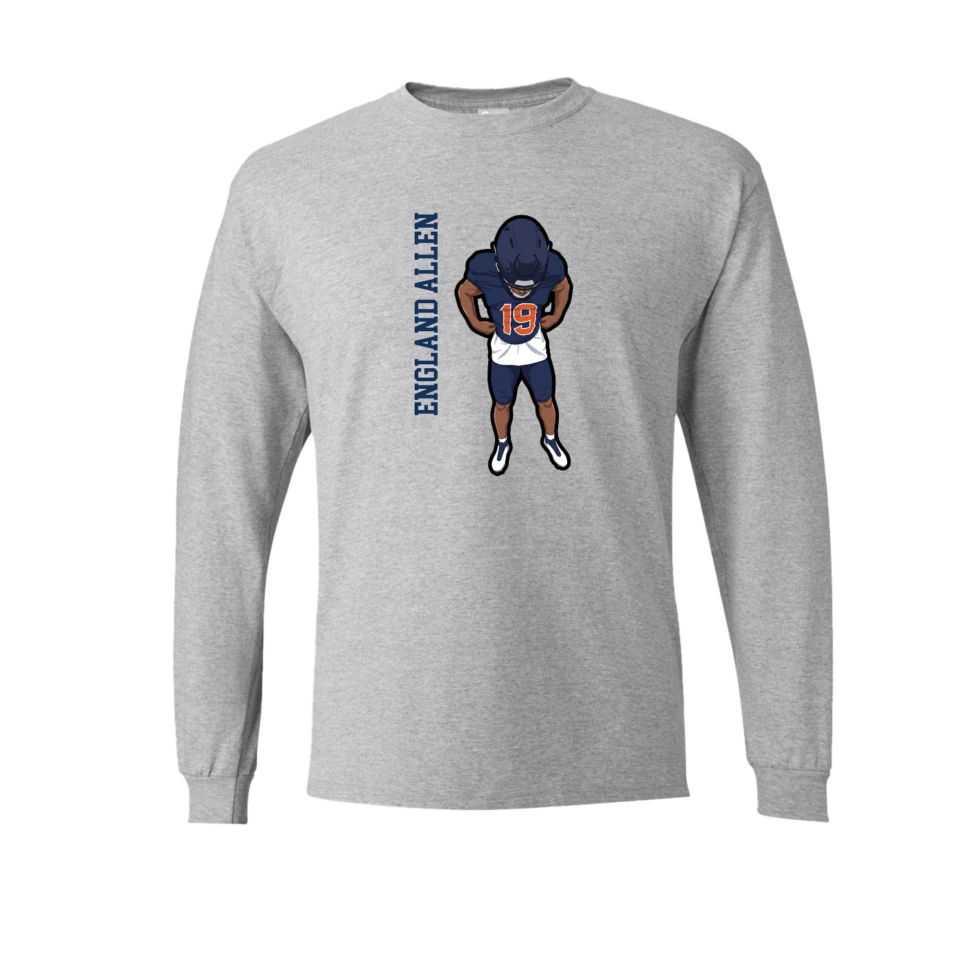 Long Sleeve Tee — Name Vertical in Grey