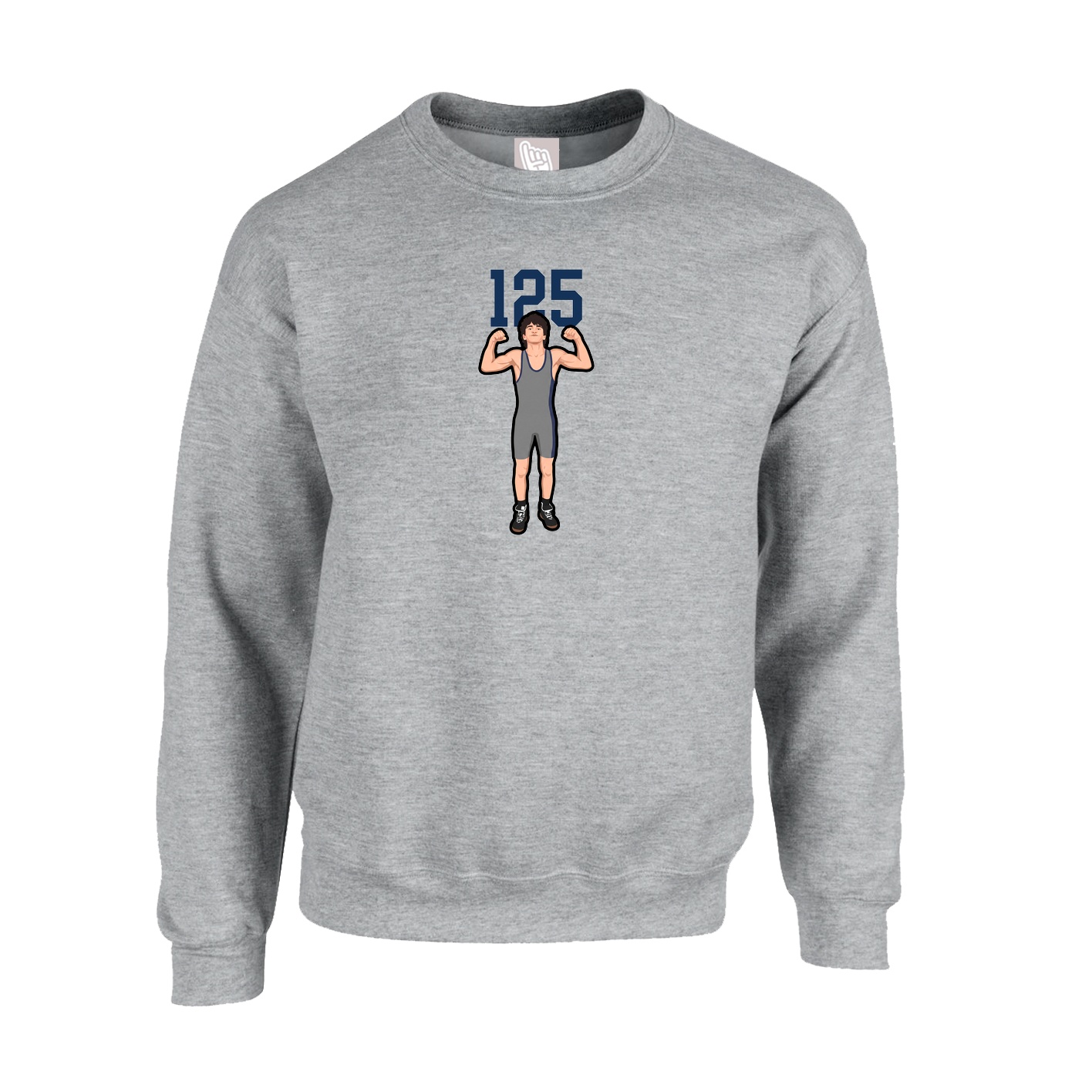Fleece Crew — Number Top in Grey
