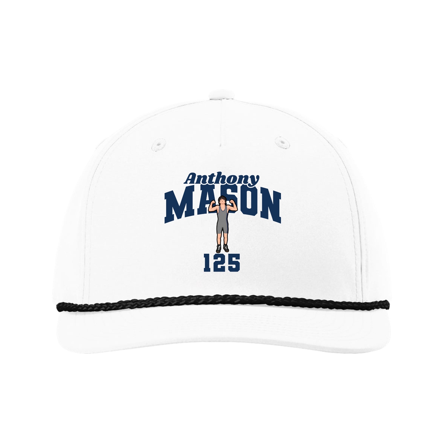 Five-Panel Classic Rope Cap — Signature Arch in White
